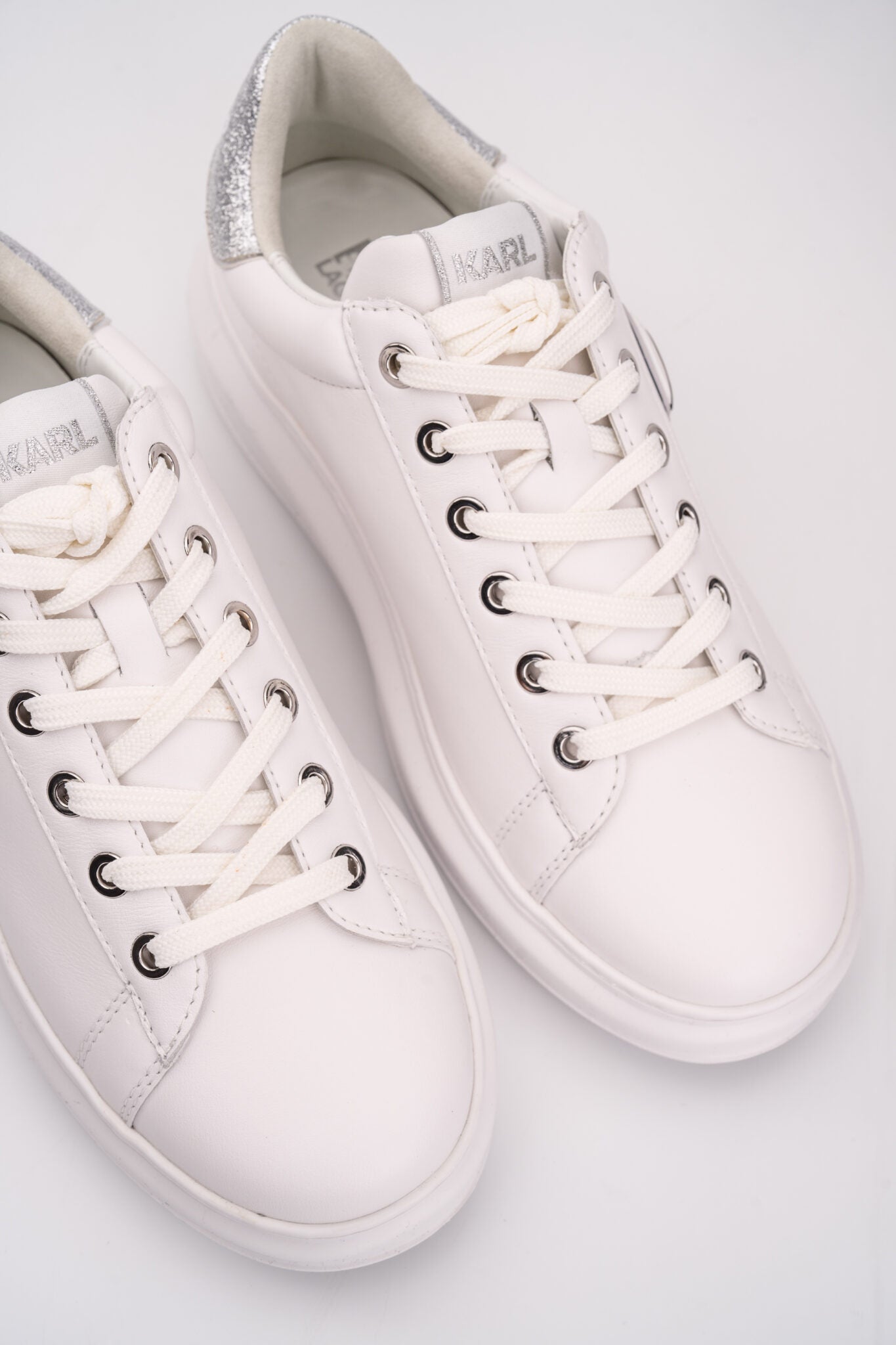 (Core) Karl Lagerfeld Ladies Kapri NFT Lo Lace White Lthr w/Silver KL62530N 01S