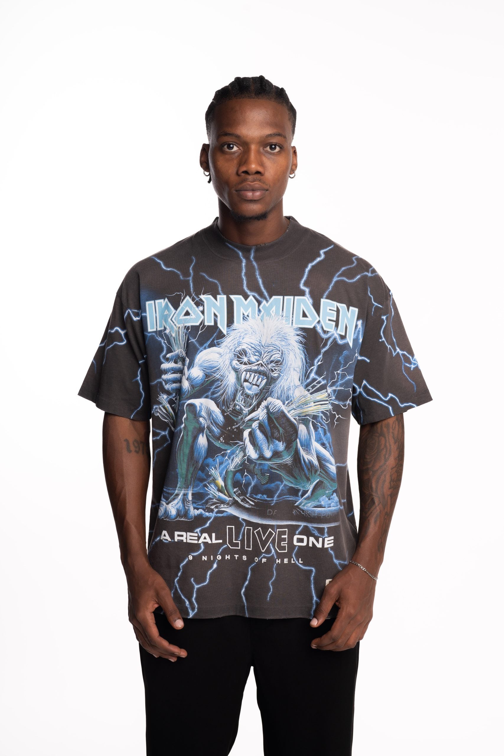 Represent Men's Iron Maiden x A Real Live One T Shirt | MLM100587-17-Stained Brown