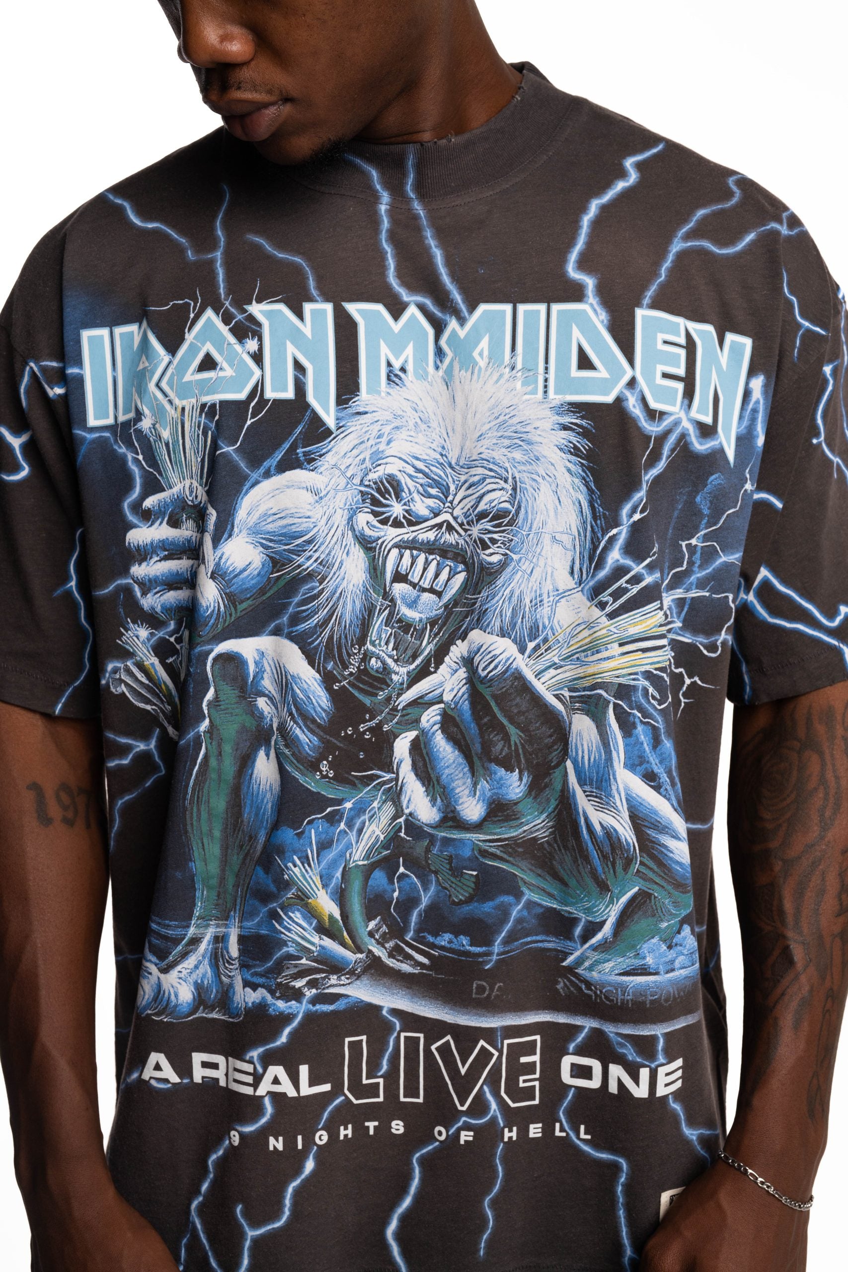 Represent Men's Iron Maiden x A Real Live One T Shirt | MLM100587-17-Stained Brown