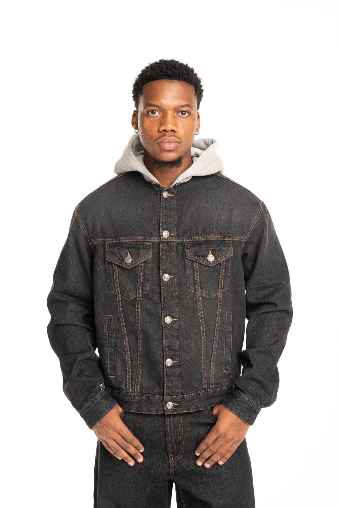Palm Angels Mens VW Curved Logo Denim Jacket | PMYE05CS26DEN003-1308