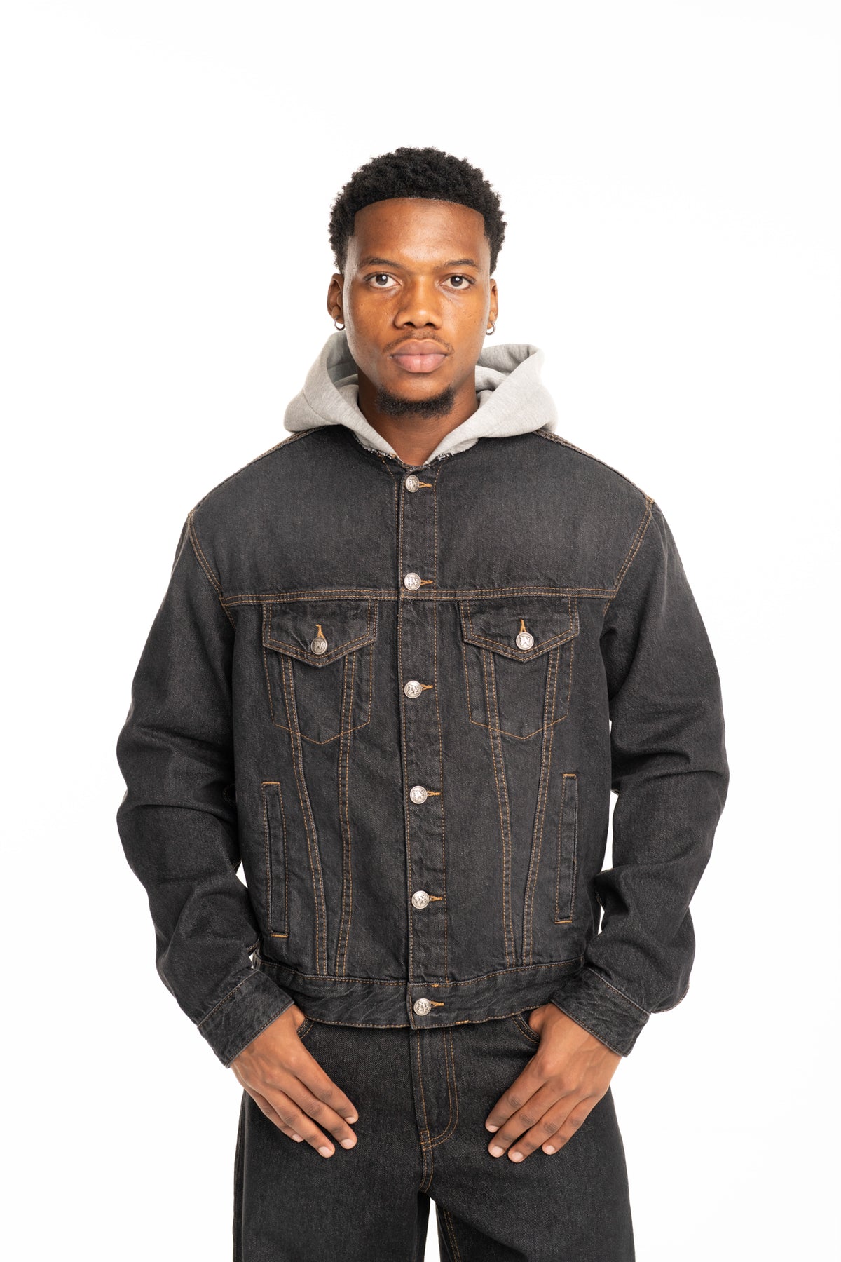 Palm Angels Mens VW Curved Logo Denim Jacket | PMYE05CS26DEN003-1308