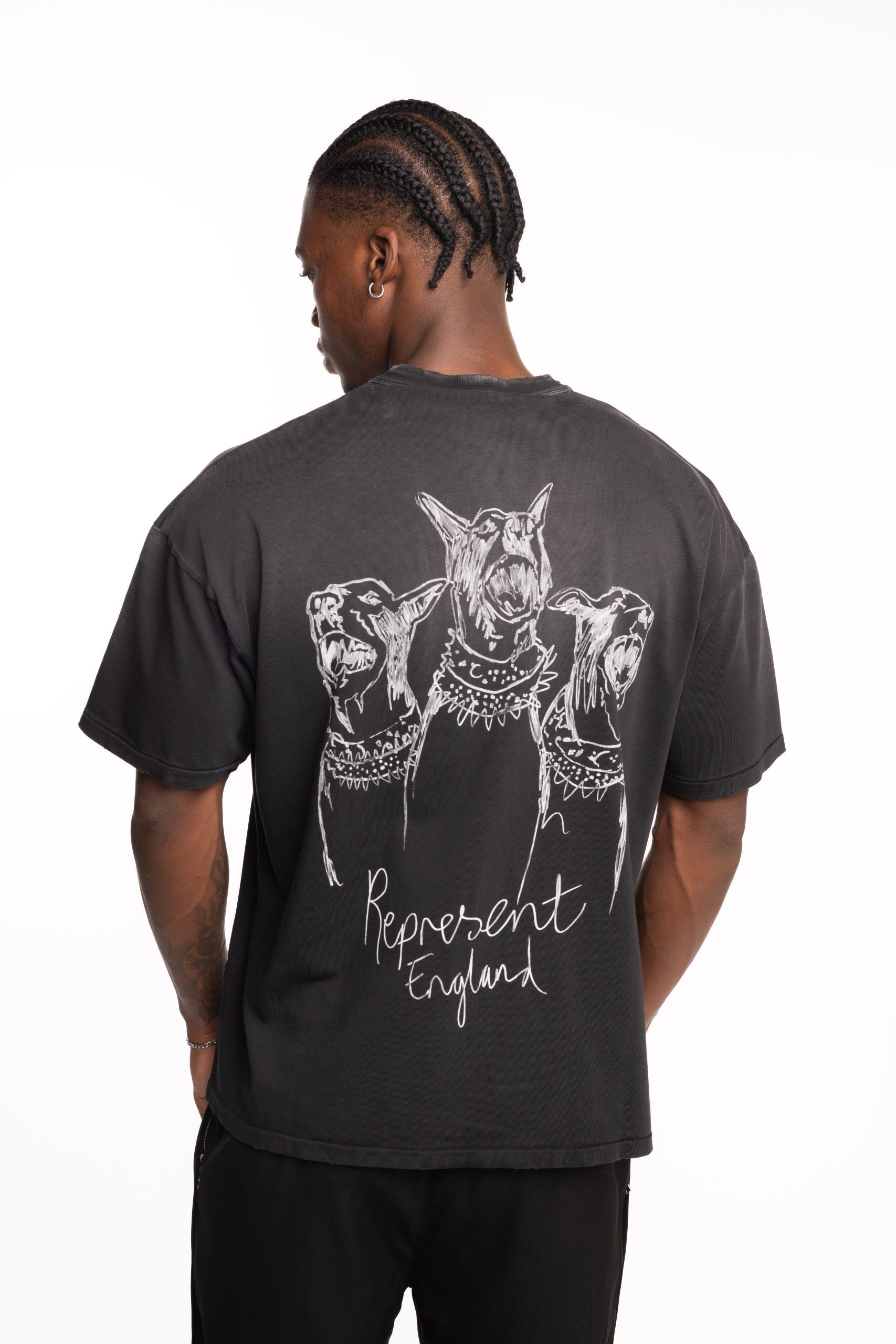 Represent Men's Hand Drawn Thoroughbred Dogs T Shirt | MLM100383-03-Aged Black