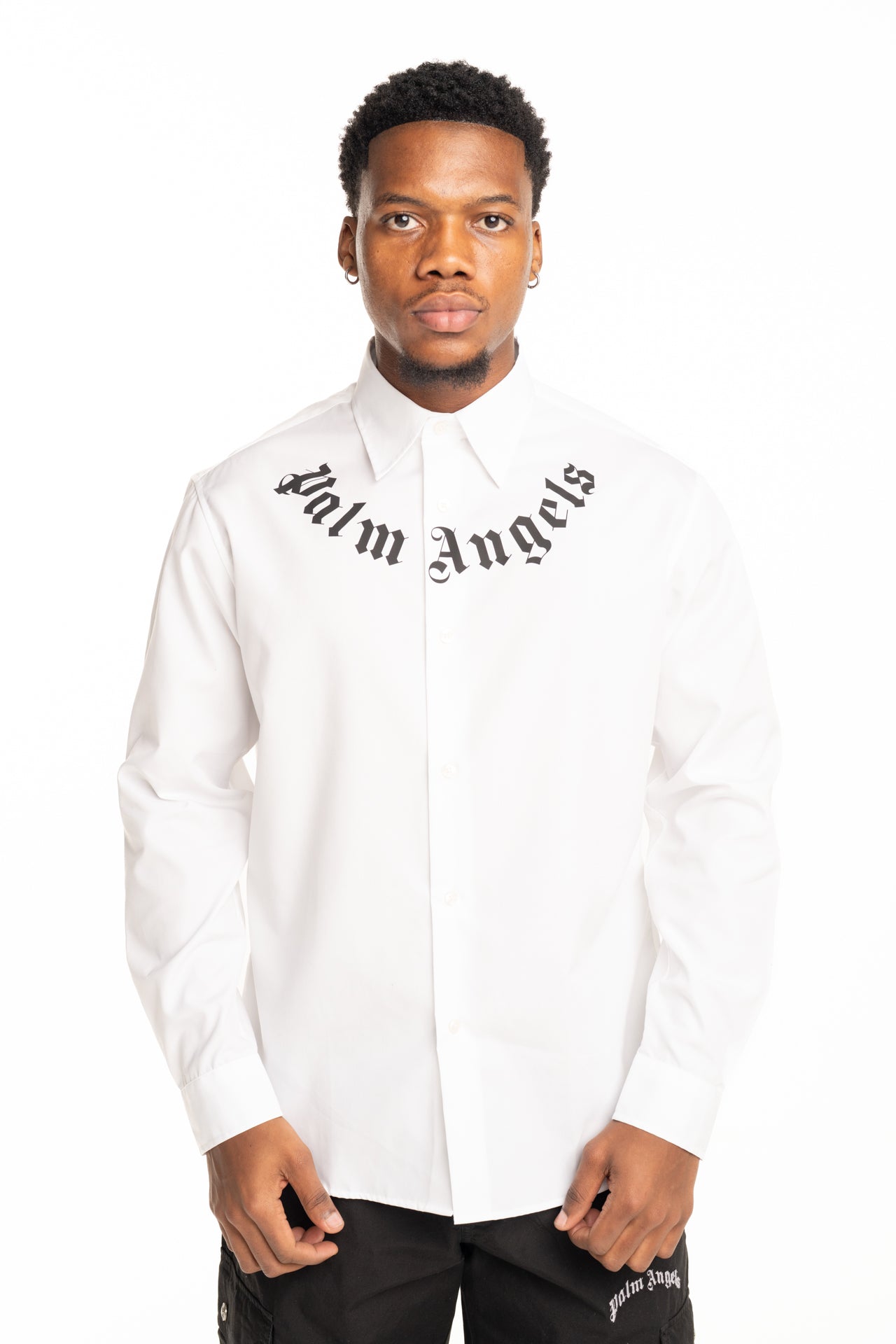 Palm Angels Men's Neck Logo Shirt L/S | PMGE04KS26FAB001-0310