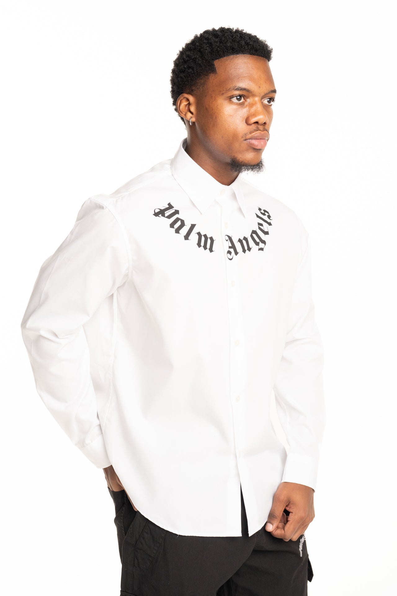 Palm Angels Men's Neck Logo Shirt L/S | PMGE04KS26FAB001-0310