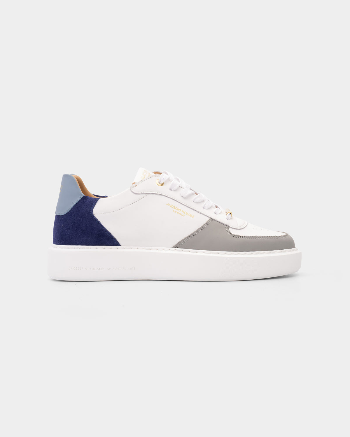 Android Homme Men's Manhattan Leather & Suede Sneaker White/Blue/Sky | AHP263-51