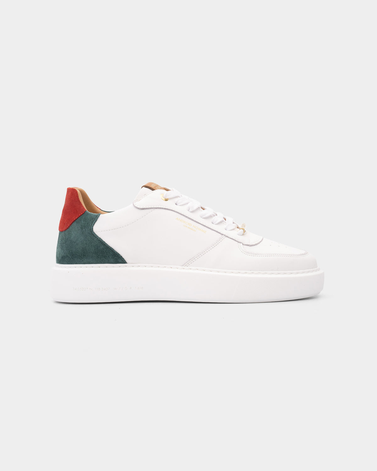 Android Homme Men's Manhattan Leather & Suede Sneaker White/Red/Green | AHP263-50