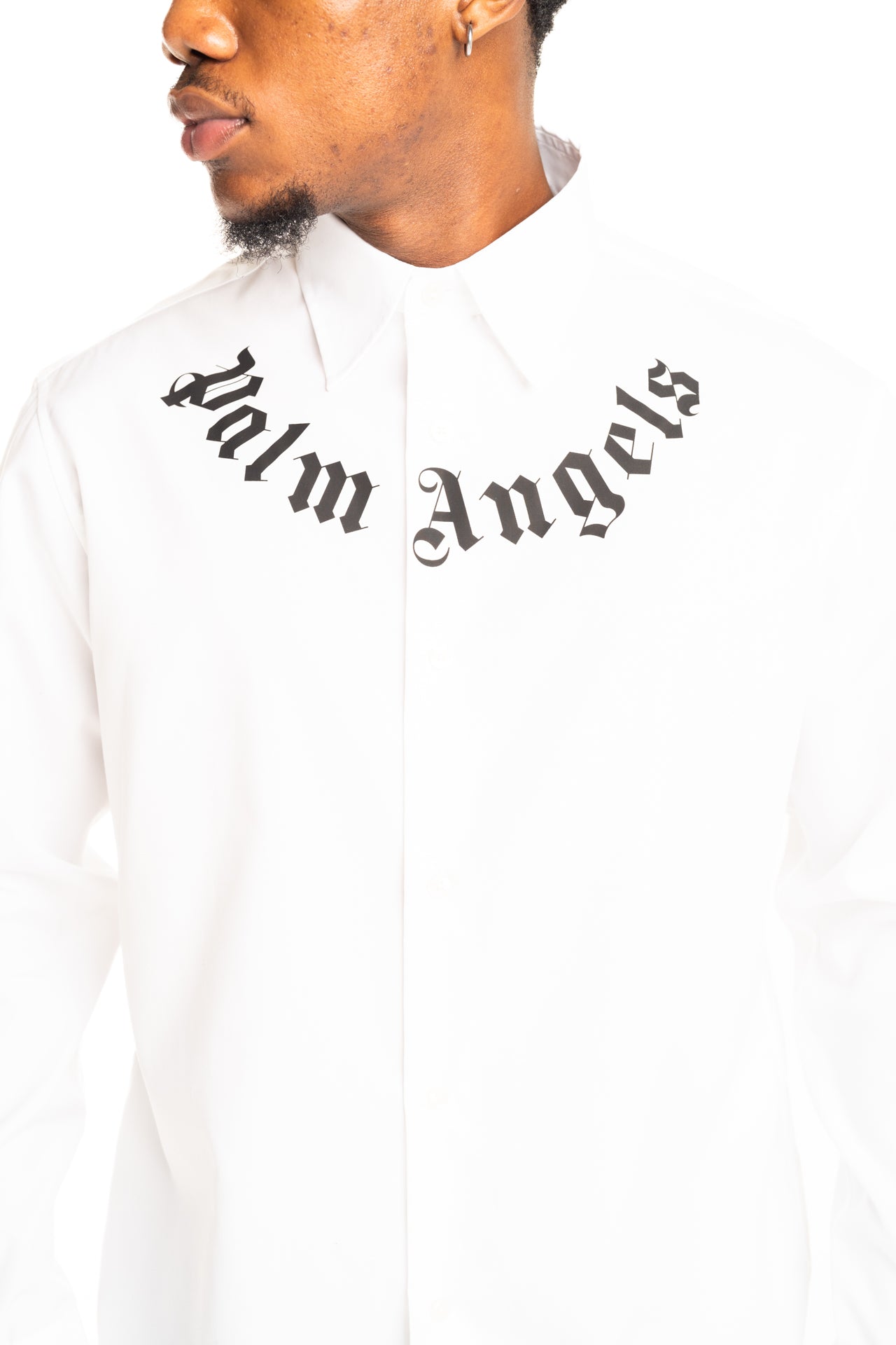 Palm Angels Men's Neck Logo Shirt L/S | PMGE04KS26FAB001-0310