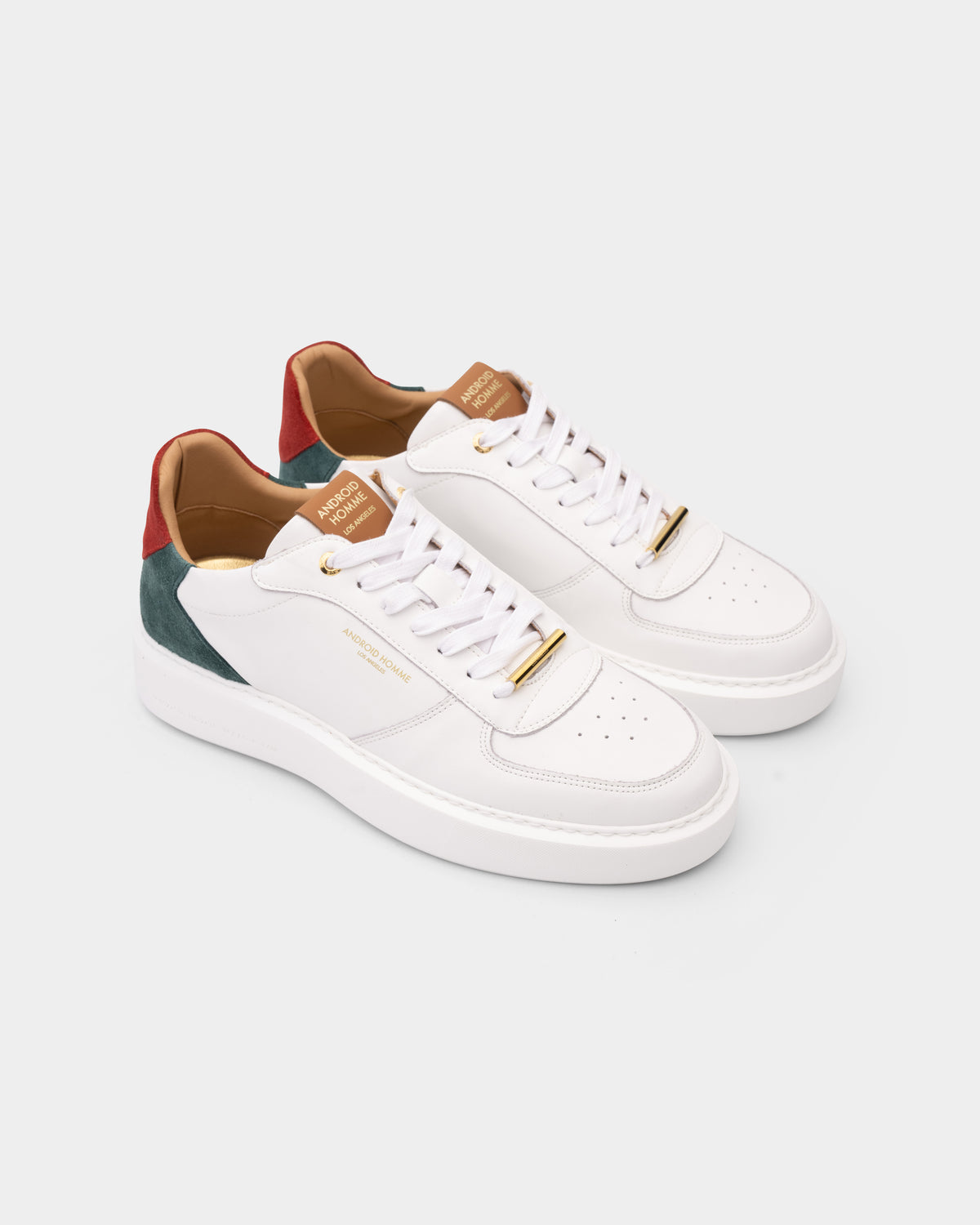 Android Homme Men's Manhattan Leather & Suede Sneaker White/Red/Green | AHP263-50