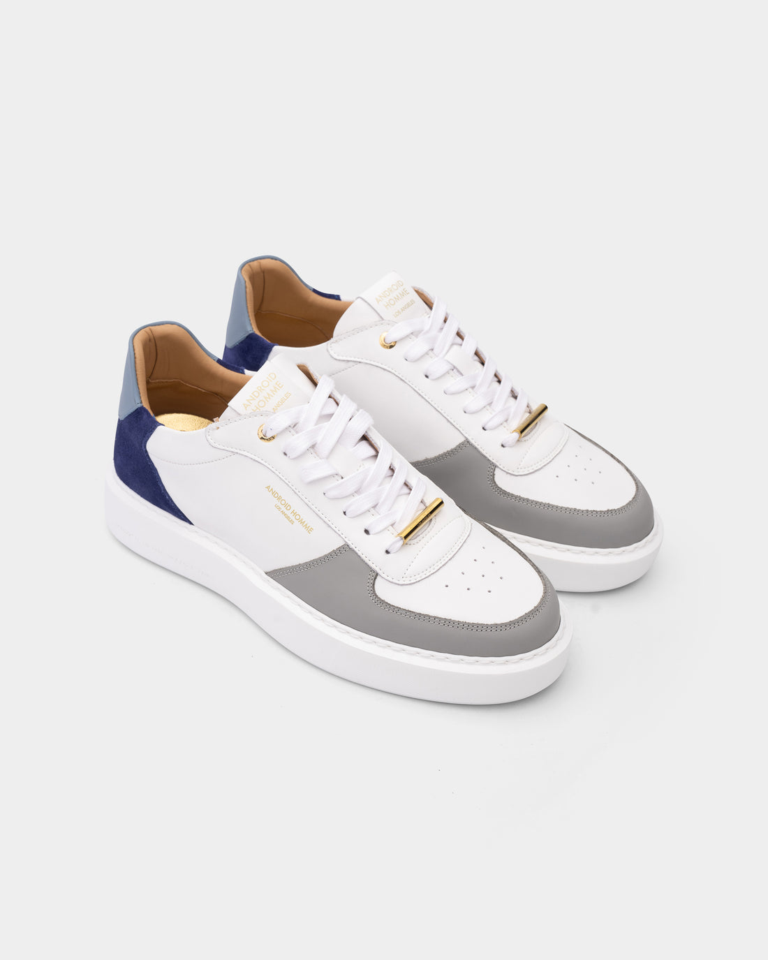 Android Homme Men's Manhattan Leather & Suede Sneaker White/Blue/Sky | AHP263-51