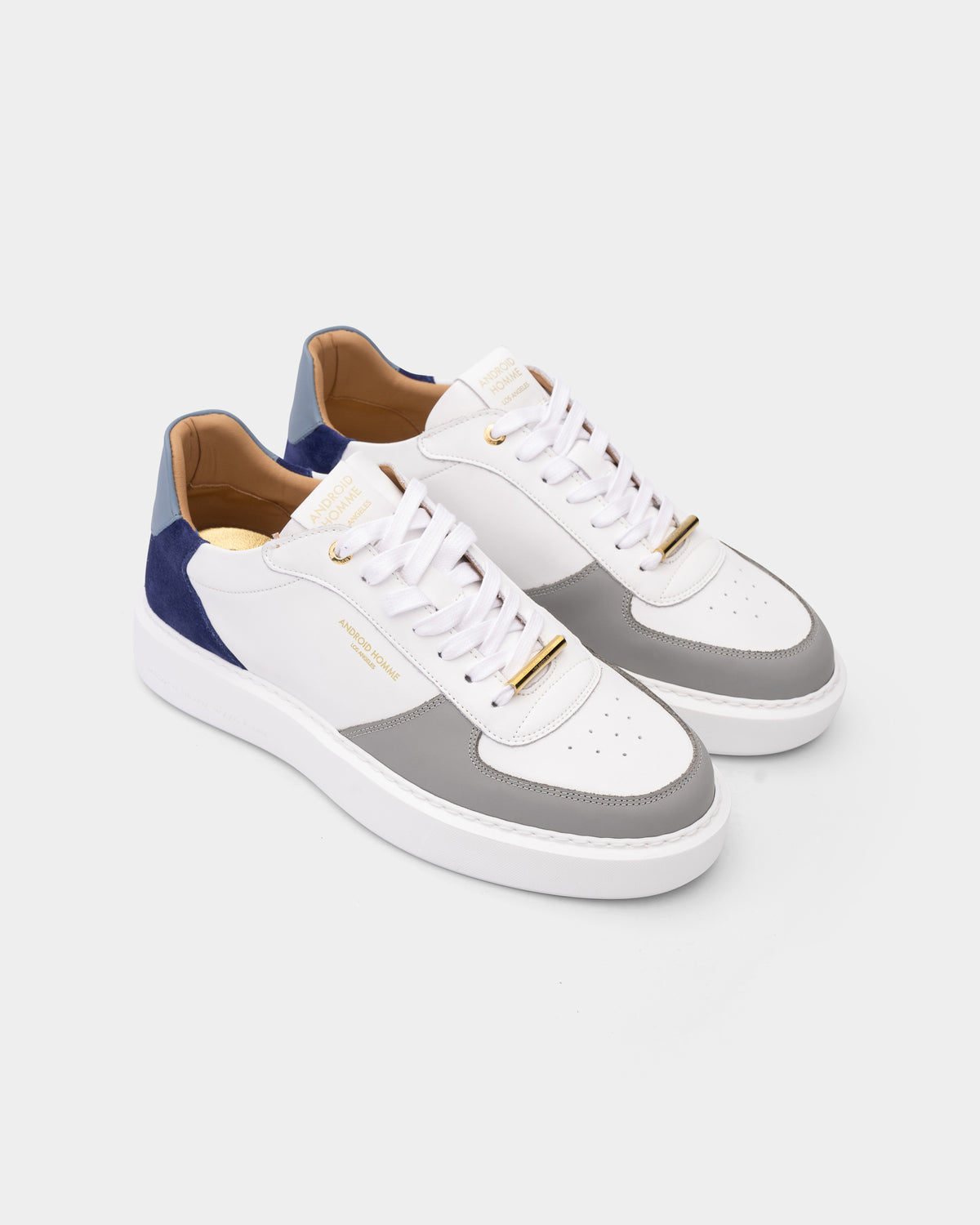 Android Homme Men's Manhattan Leather & Suede Sneaker White/Blue/Sky | AHP263-51