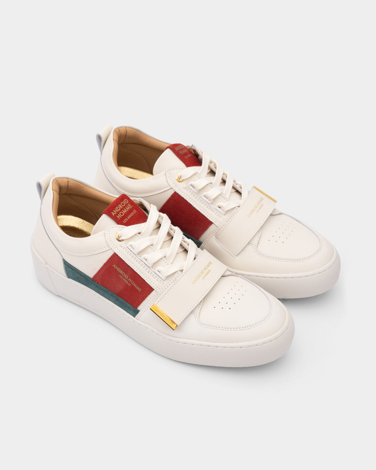 Android Homme Men's Point Dume Strap Rubberised Leather & Suede Sneaker Off White | AHP263-49
