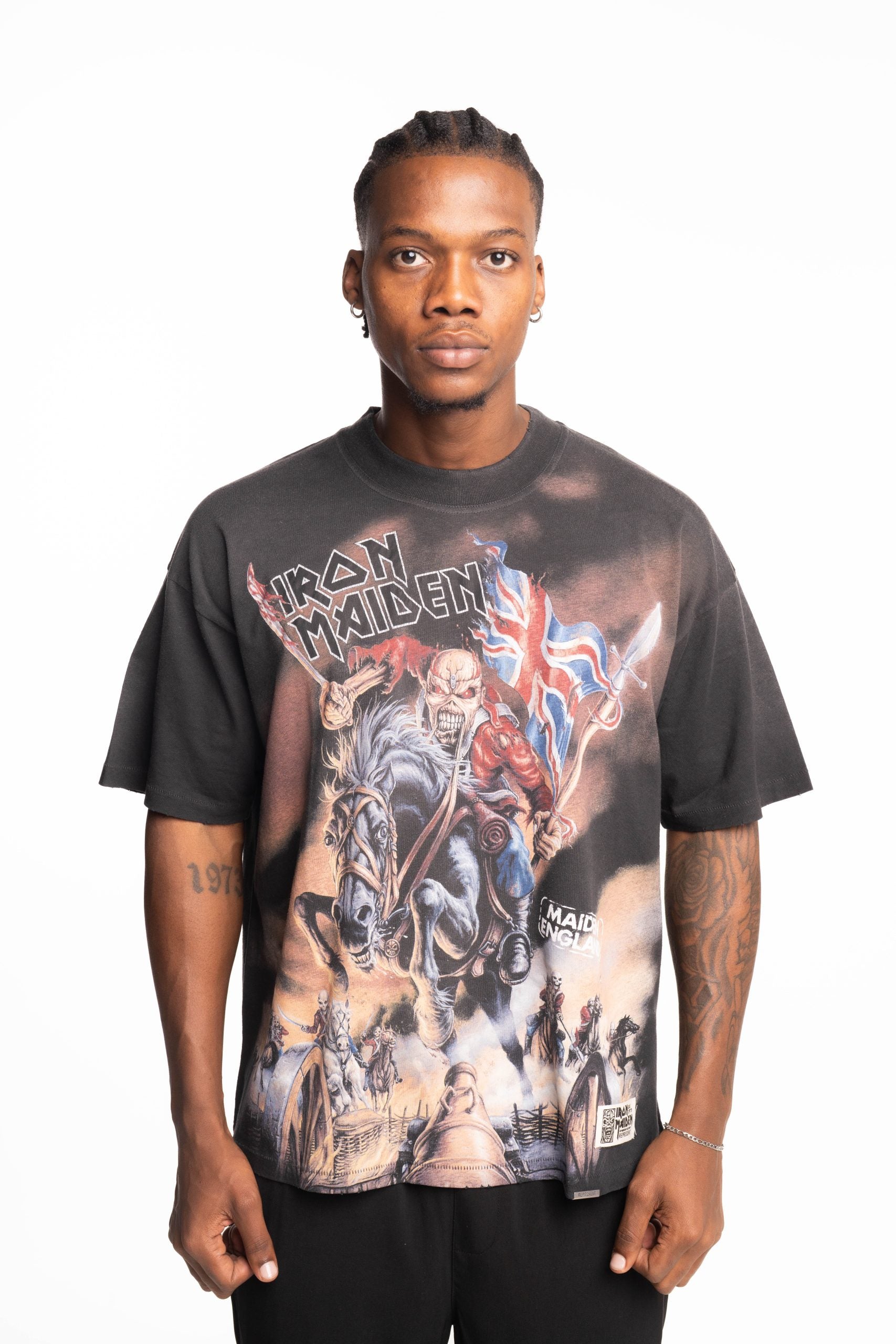 Represent Men's Iron Maiden x Steed T Shirt | MLM100581-04-Srained Black