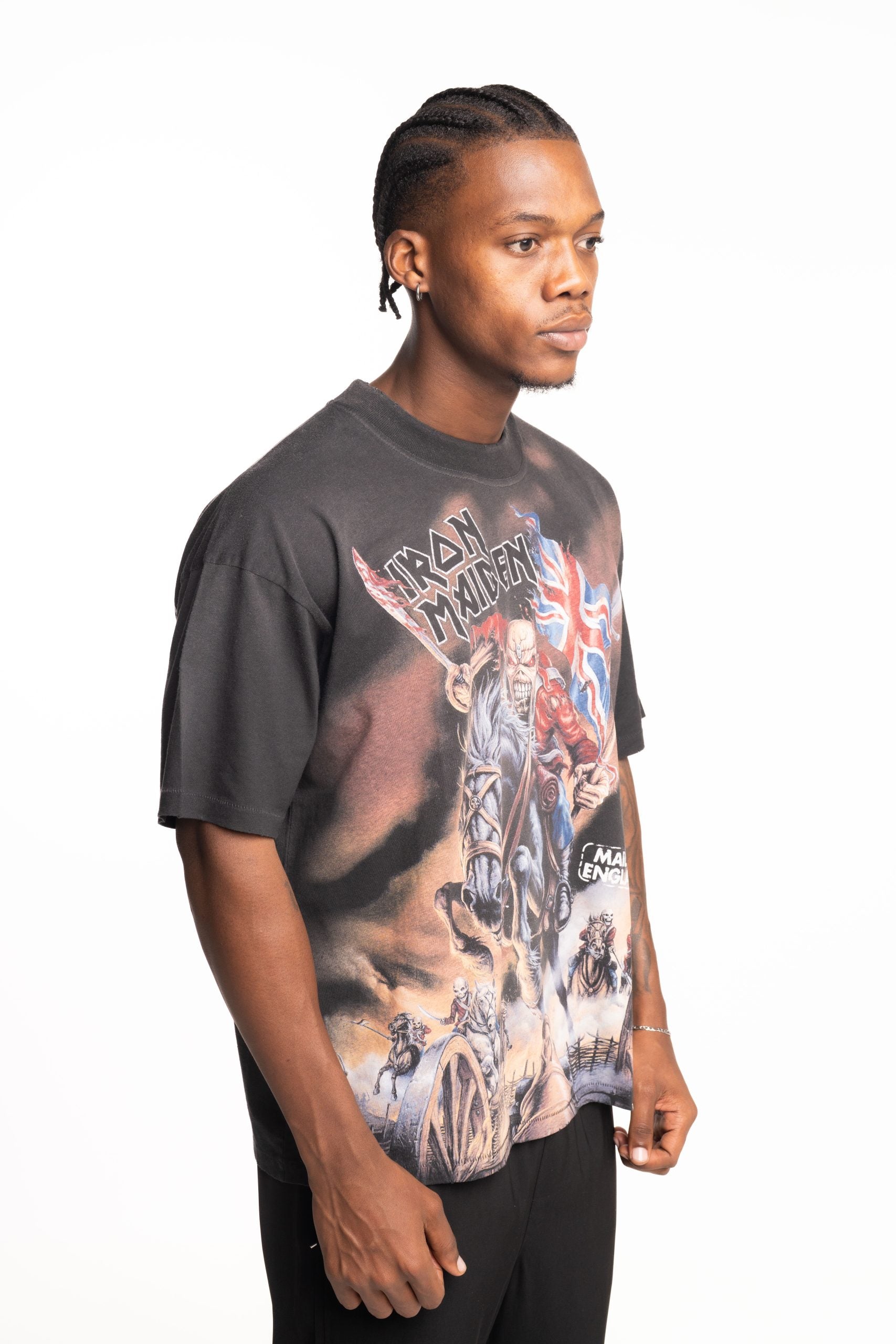 Represent Men's Iron Maiden x Steed T Shirt | MLM100581-04-Srained Black