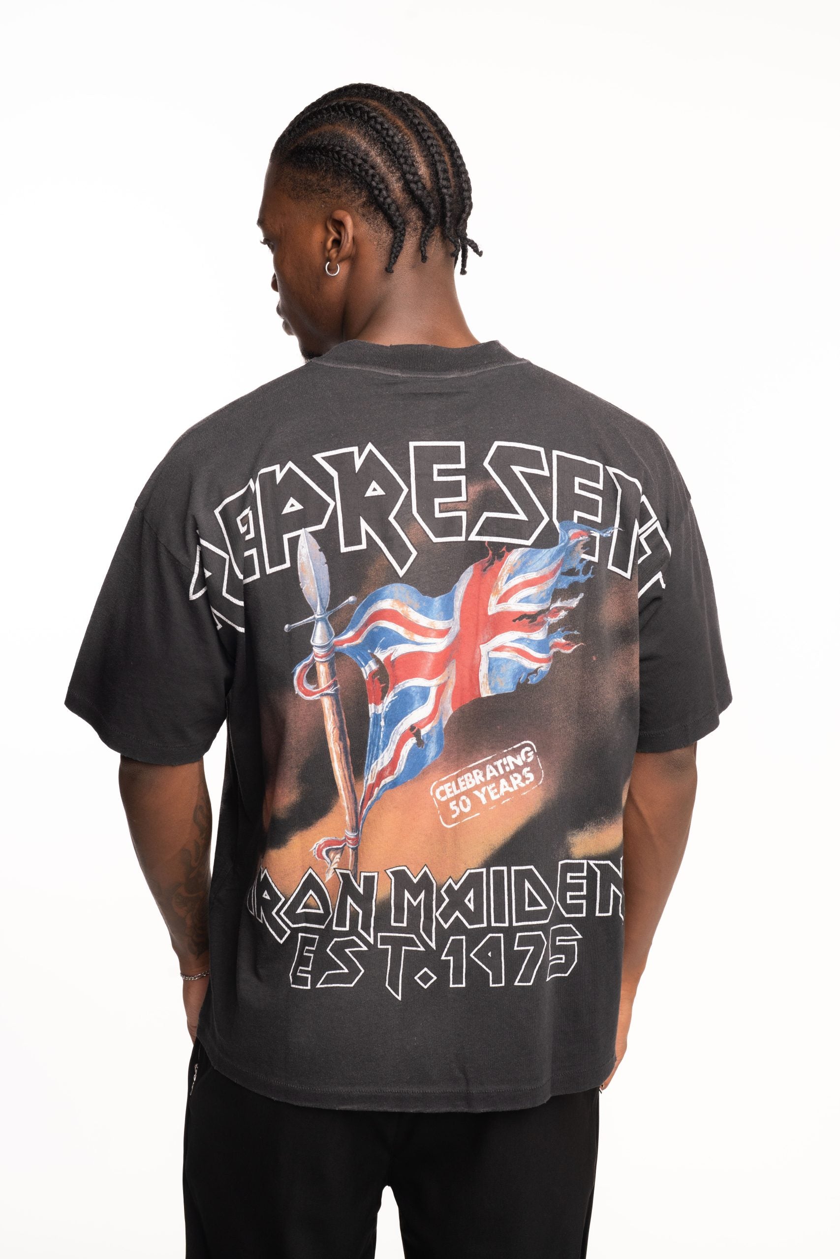 Represent Men's Iron Maiden x Steed T Shirt | MLM100581-04-Srained Black