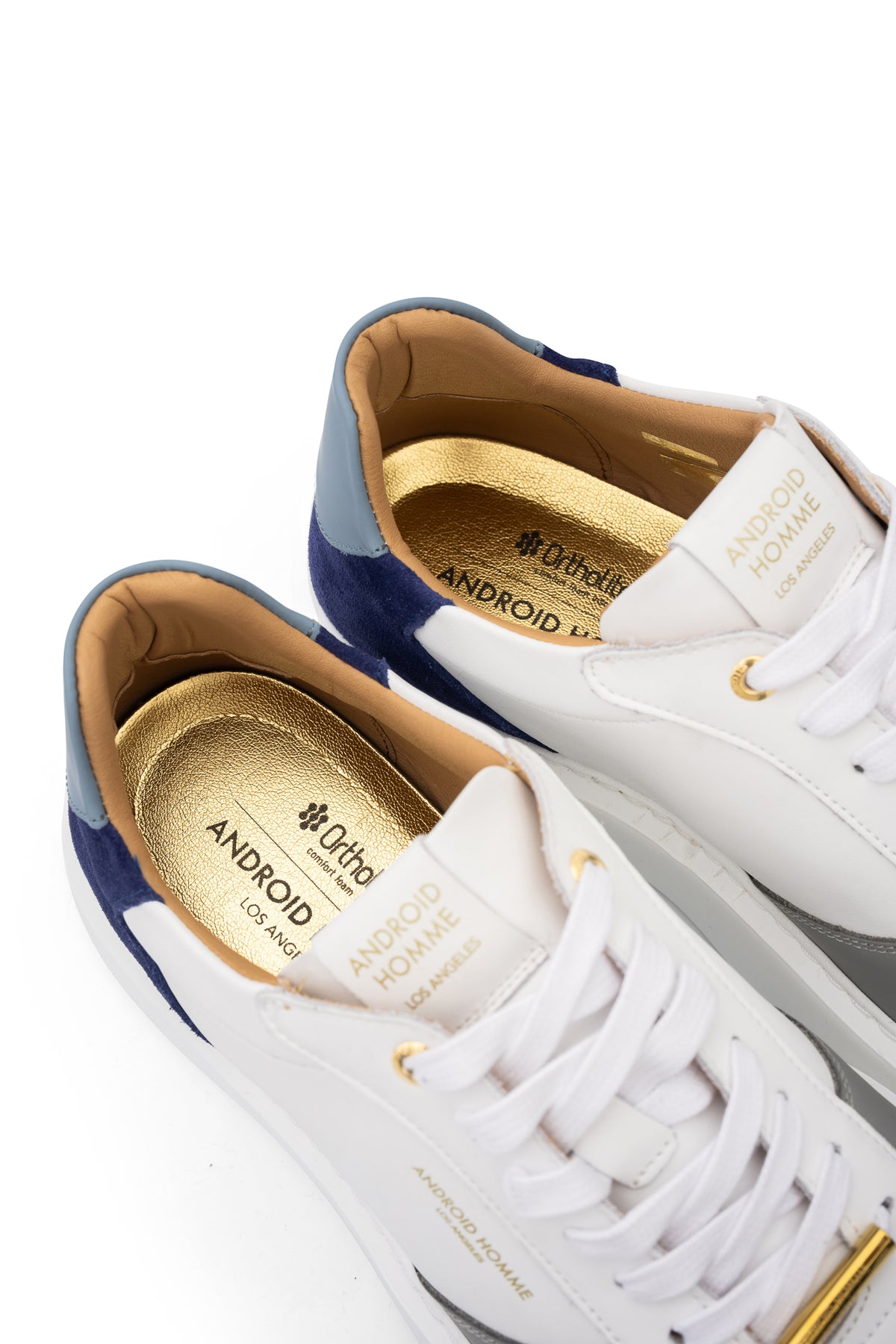 Android Homme Men's Manhattan Leather & Suede Sneaker White/Blue/Sky | AHP263-51