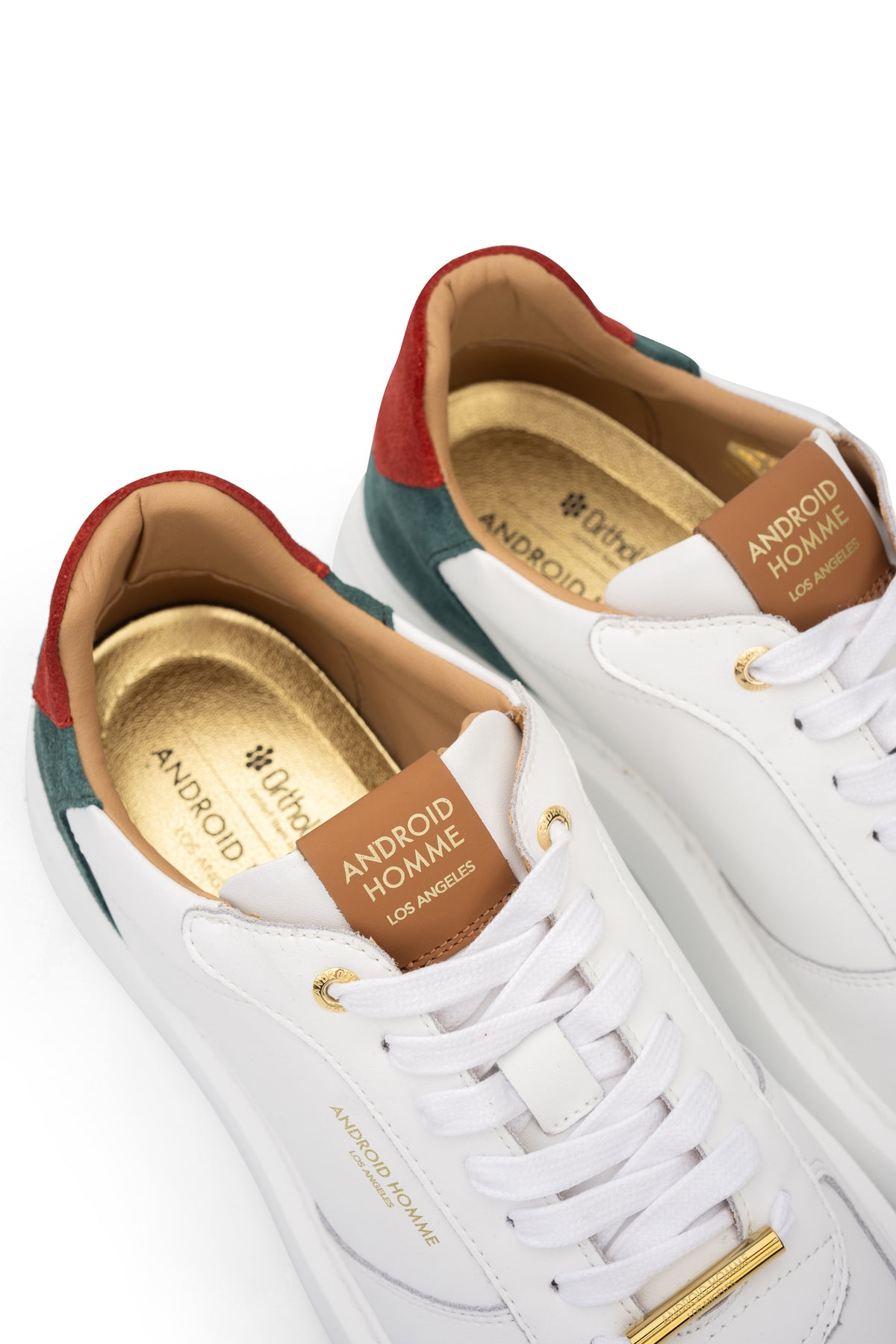 Android Homme Men's Manhattan Leather & Suede Sneaker White/Red/Green | AHP263-50