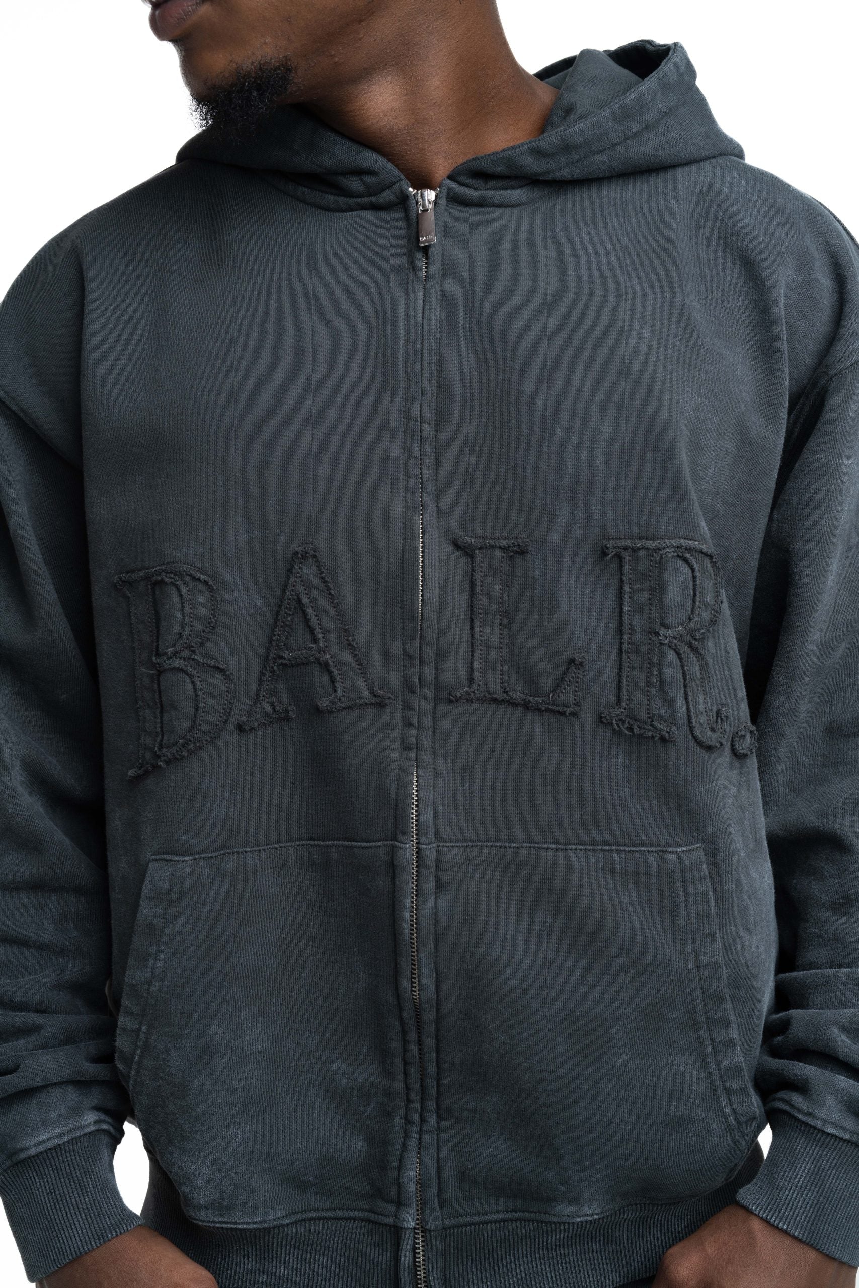 BALR Men's Urban Washed Zip Hoodie | B1269.1009-Volcanic Grey