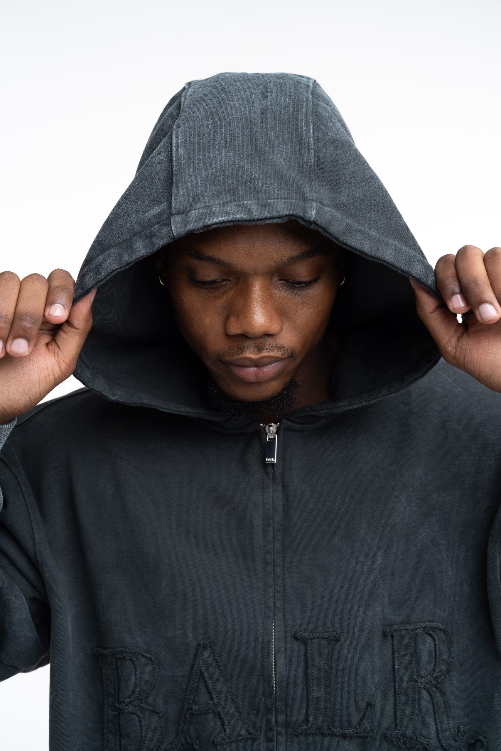 BALR Men's Urban Washed Zip Hoodie | B1269.1009-Volcanic Grey