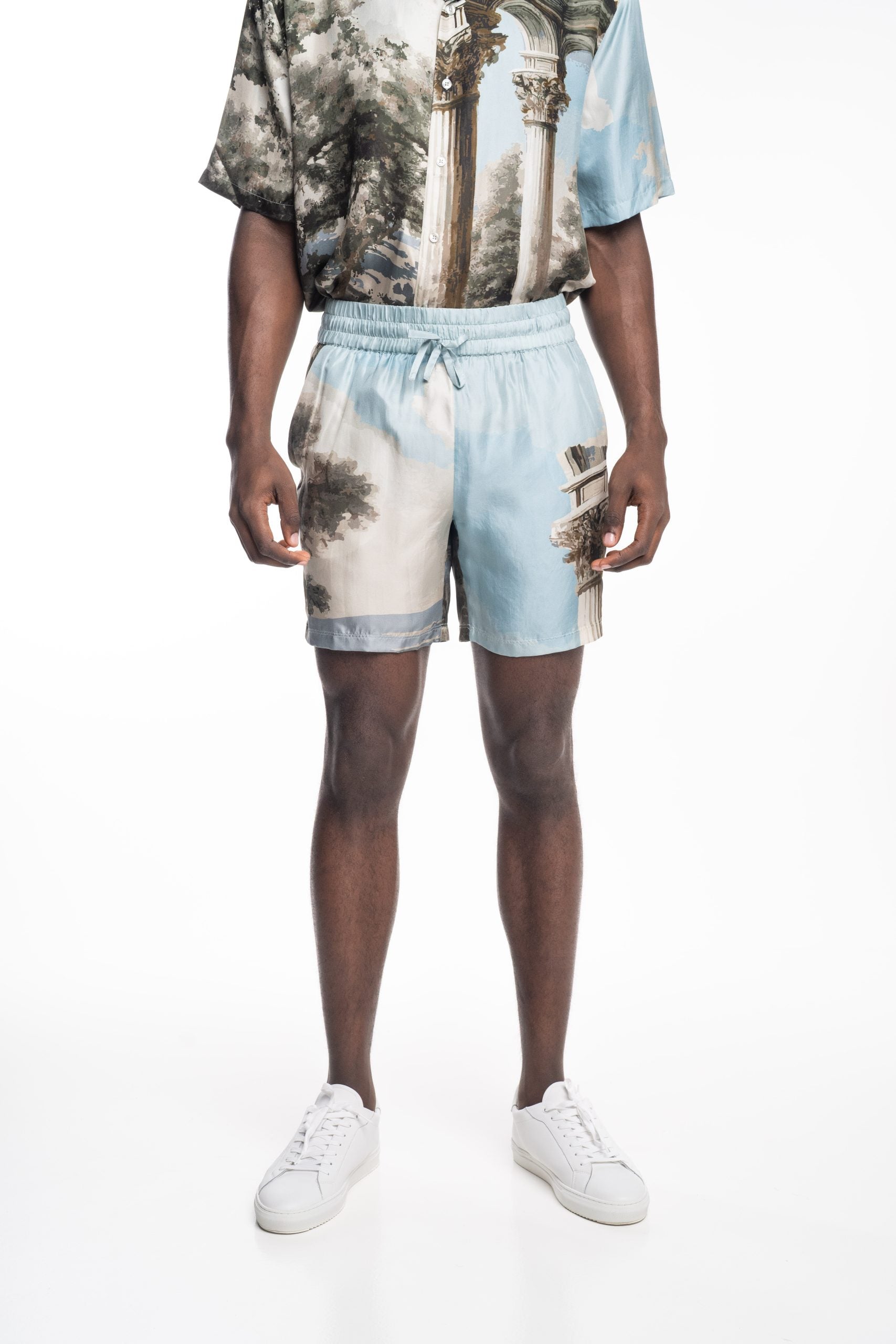 Only The Blind Echoes Of Angels Silk Shorts Blue | OTB-BS1631