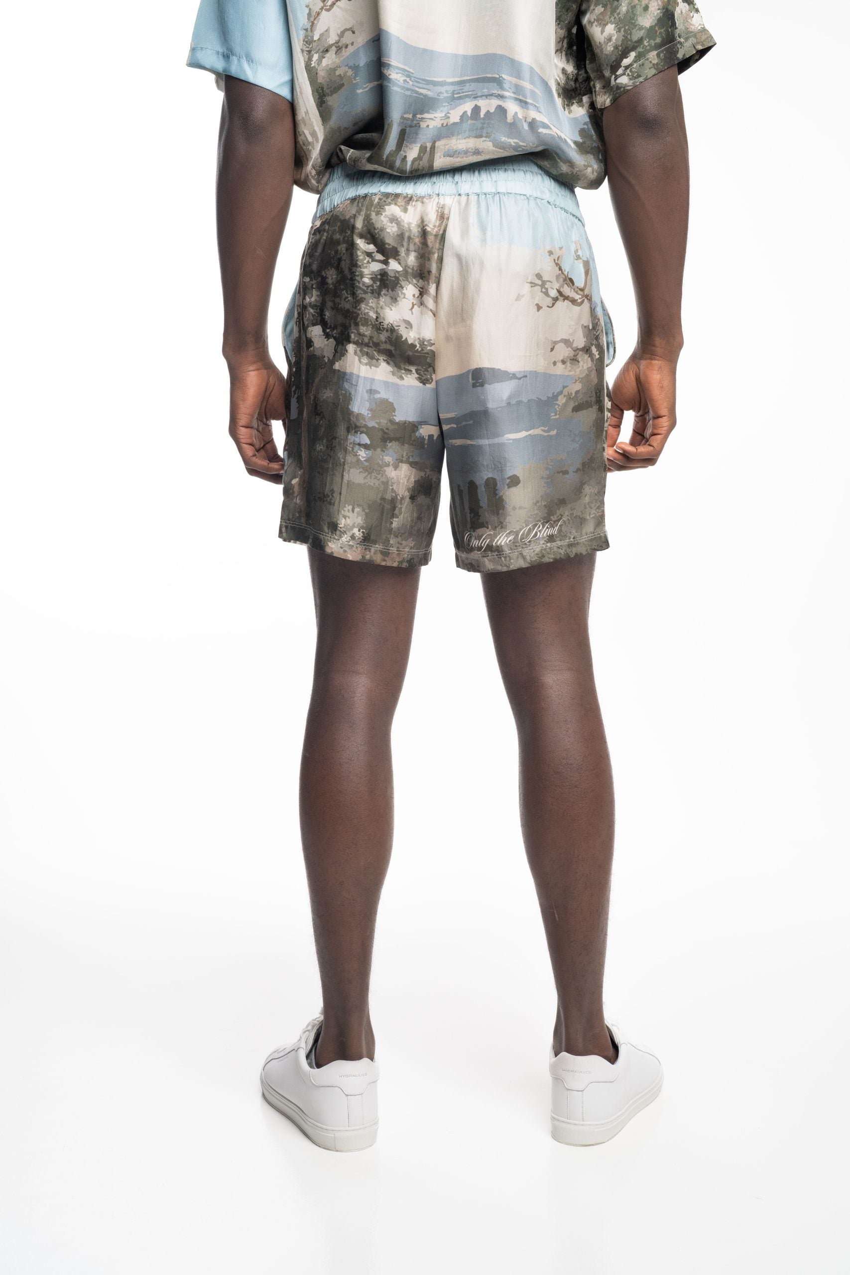 Only The Blind Echoes Of Angels Silk Shorts Blue | OTB-BS1631