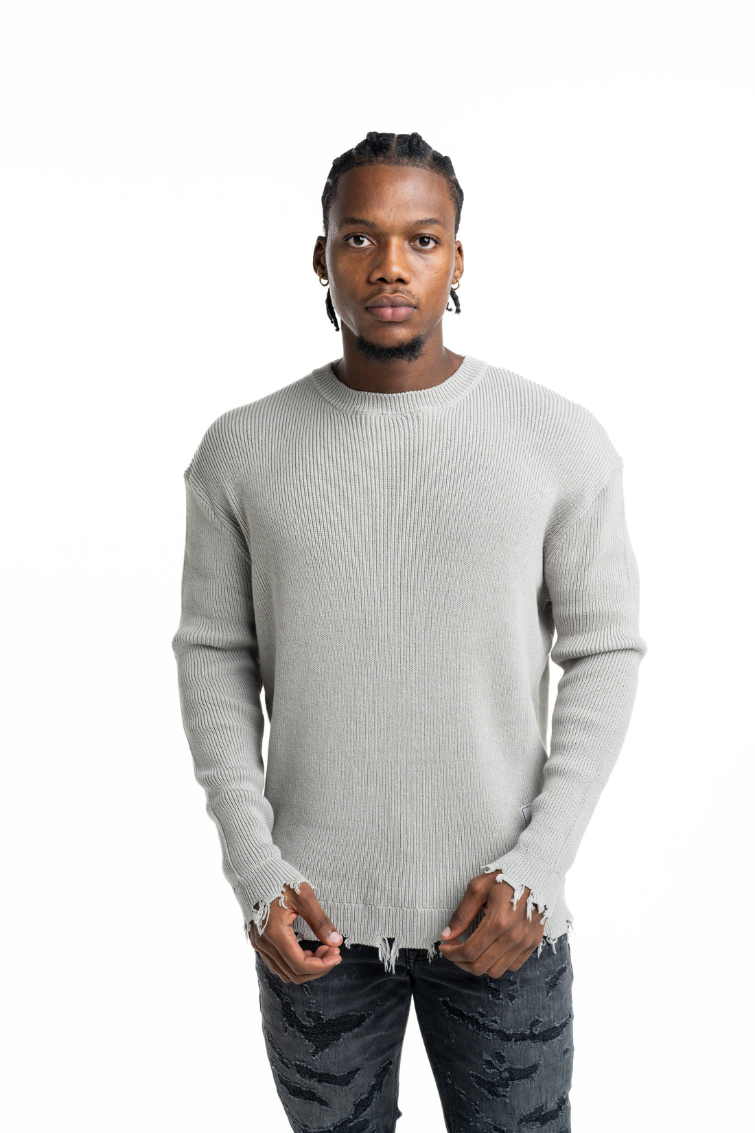 John Richmond Men's Budruk Sweater (Crew Neck) | UMP26231MAGD-Grey Circular