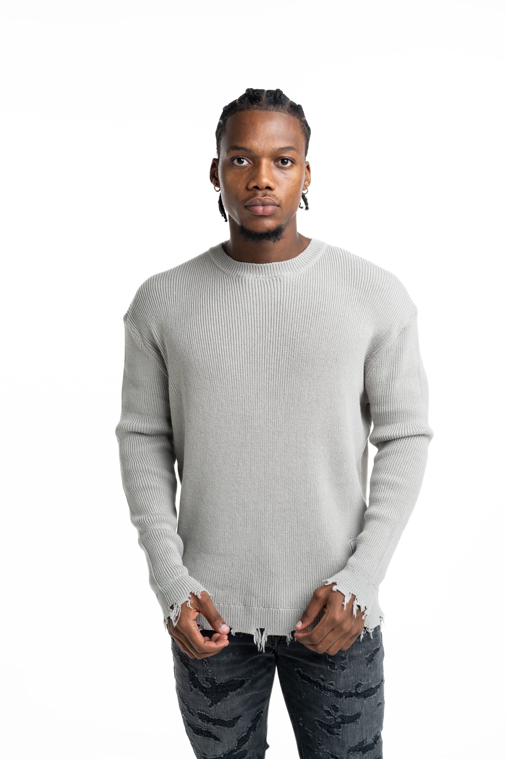 John Richmond Men's Budruk Sweater (Crew Neck) | UMP26231MAGD-Grey Circular