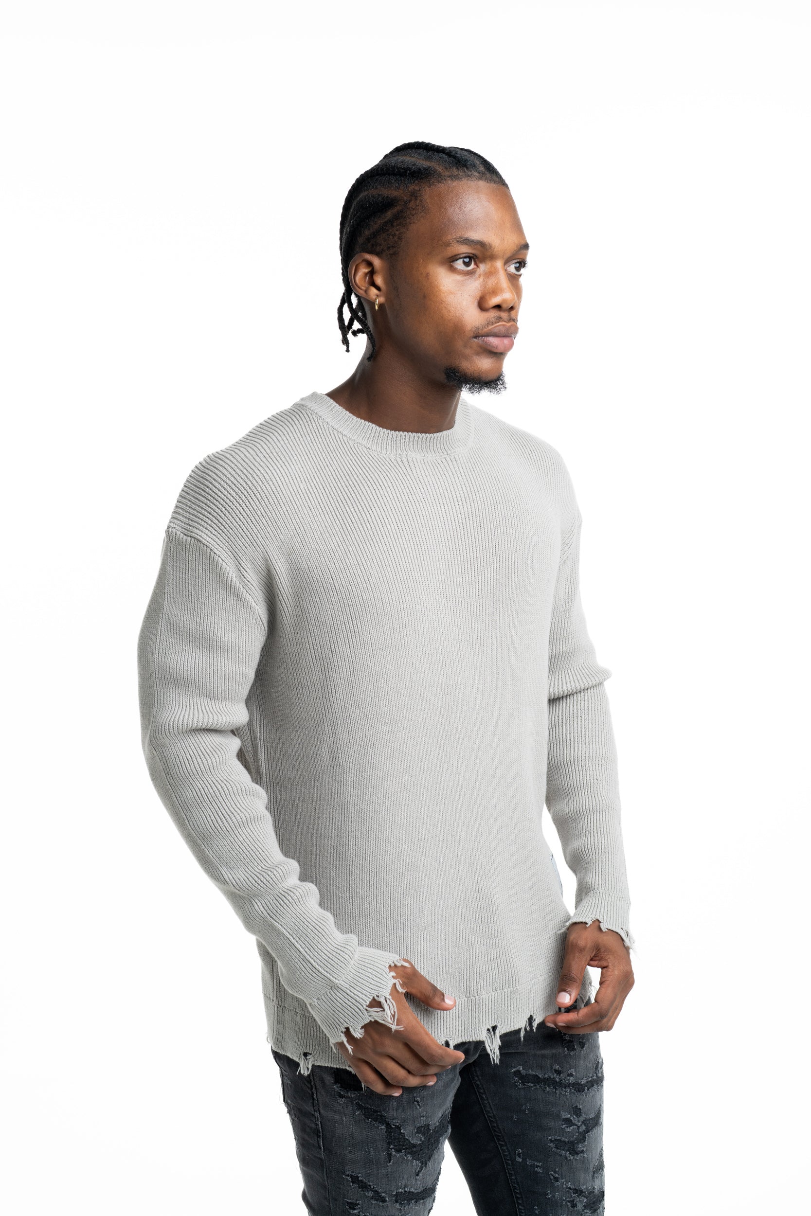 John Richmond Men's Budruk Sweater (Crew Neck) | UMP26231MAGD-Grey Circular