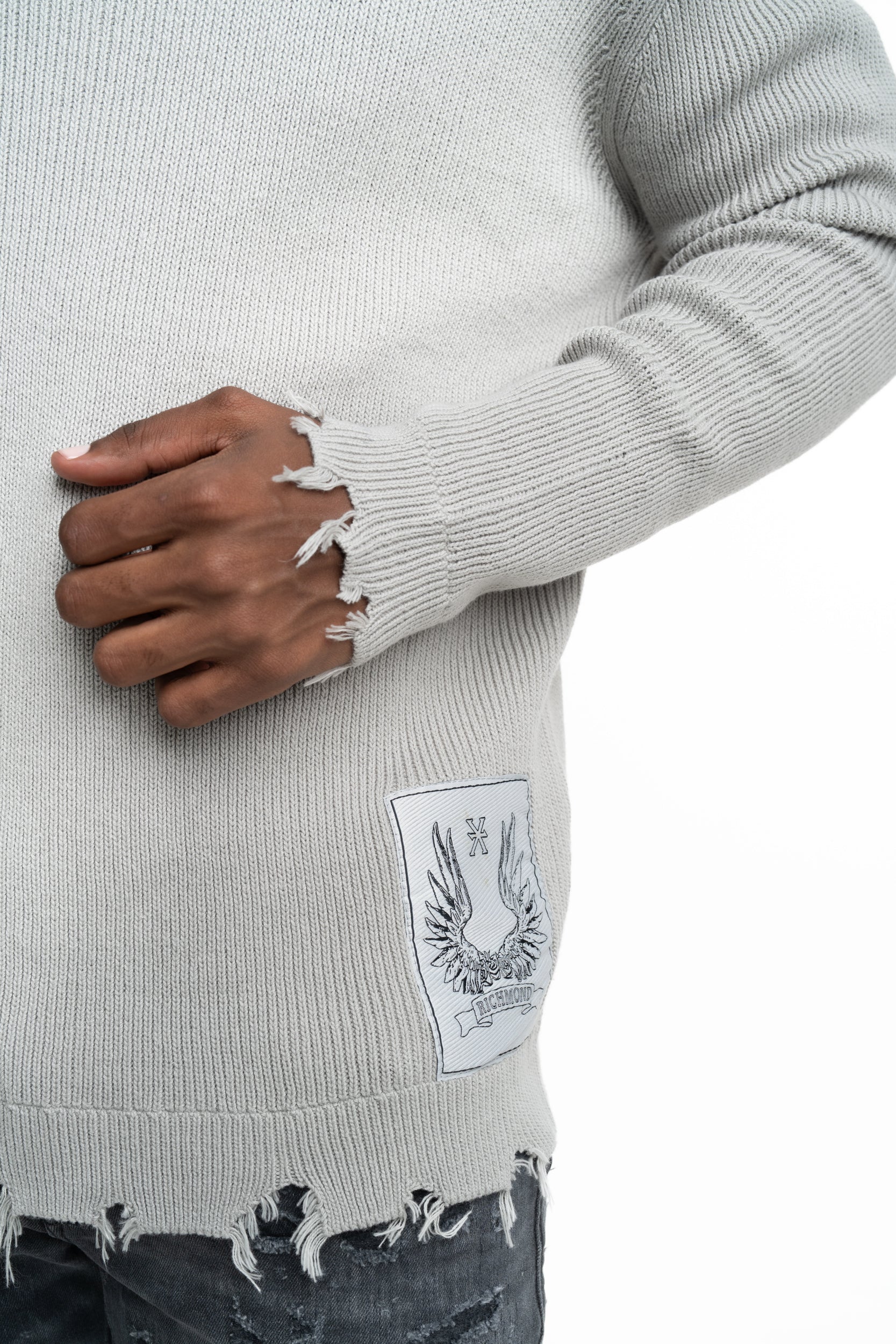 John Richmond Men's Budruk Sweater (Crew Neck) | UMP26231MAGD-Grey Circular