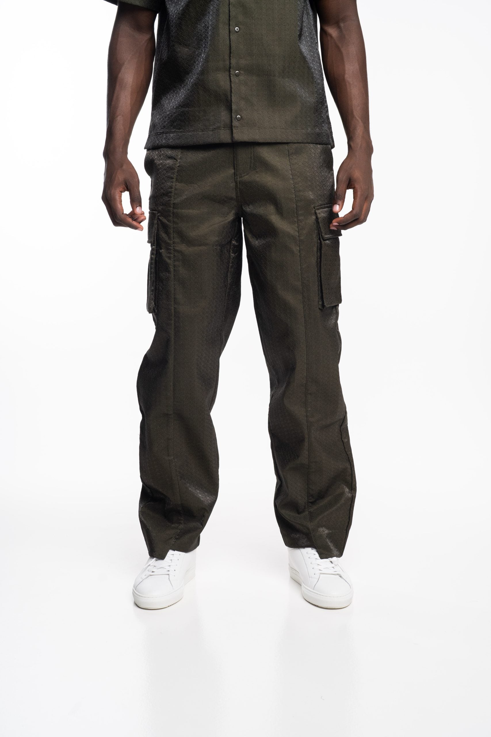 Only The Blind Iridescent Green Embroidered Pants | OTB-BC1655