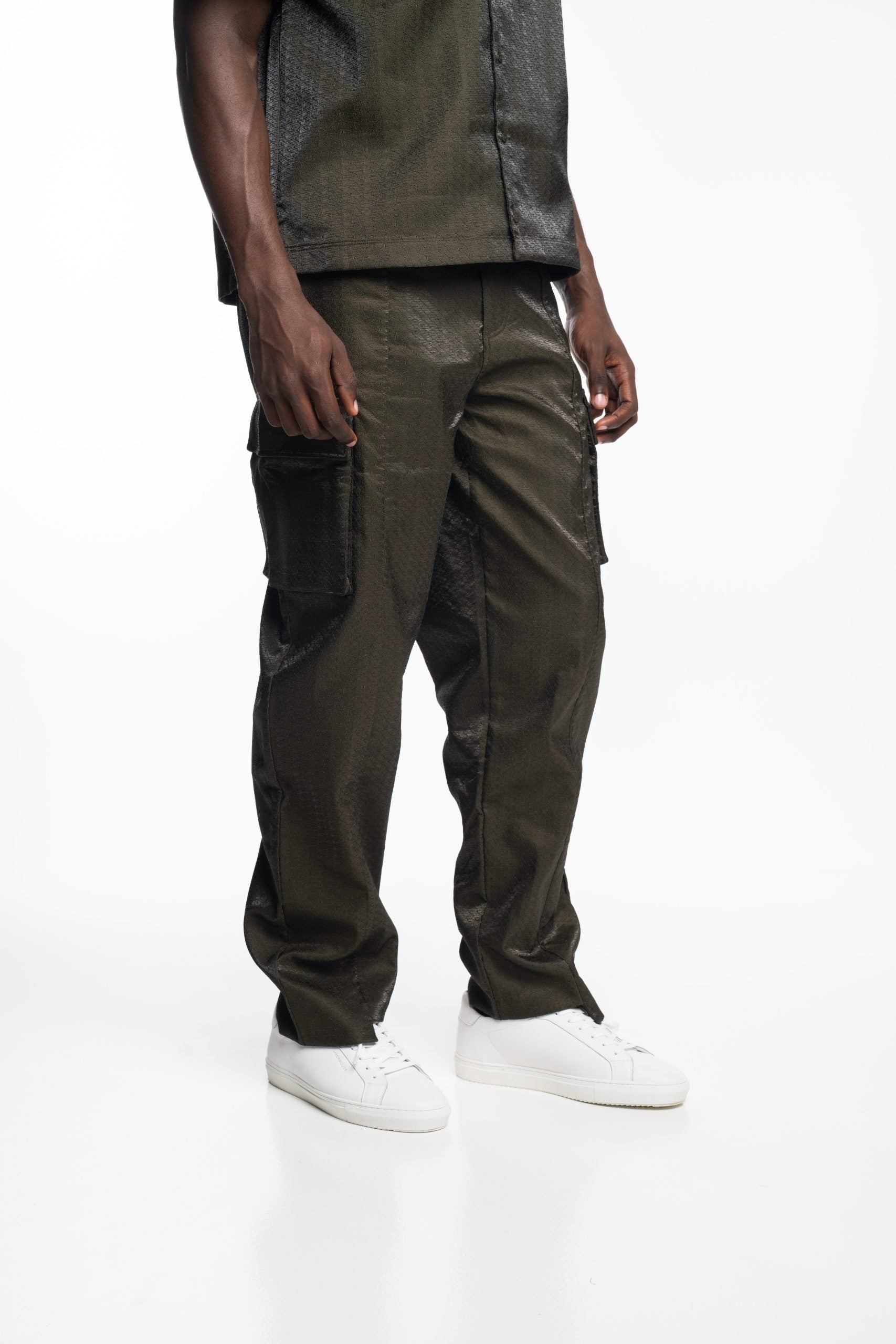 Only The Blind Iridescent Green Embroidered Pants | OTB-BC1655