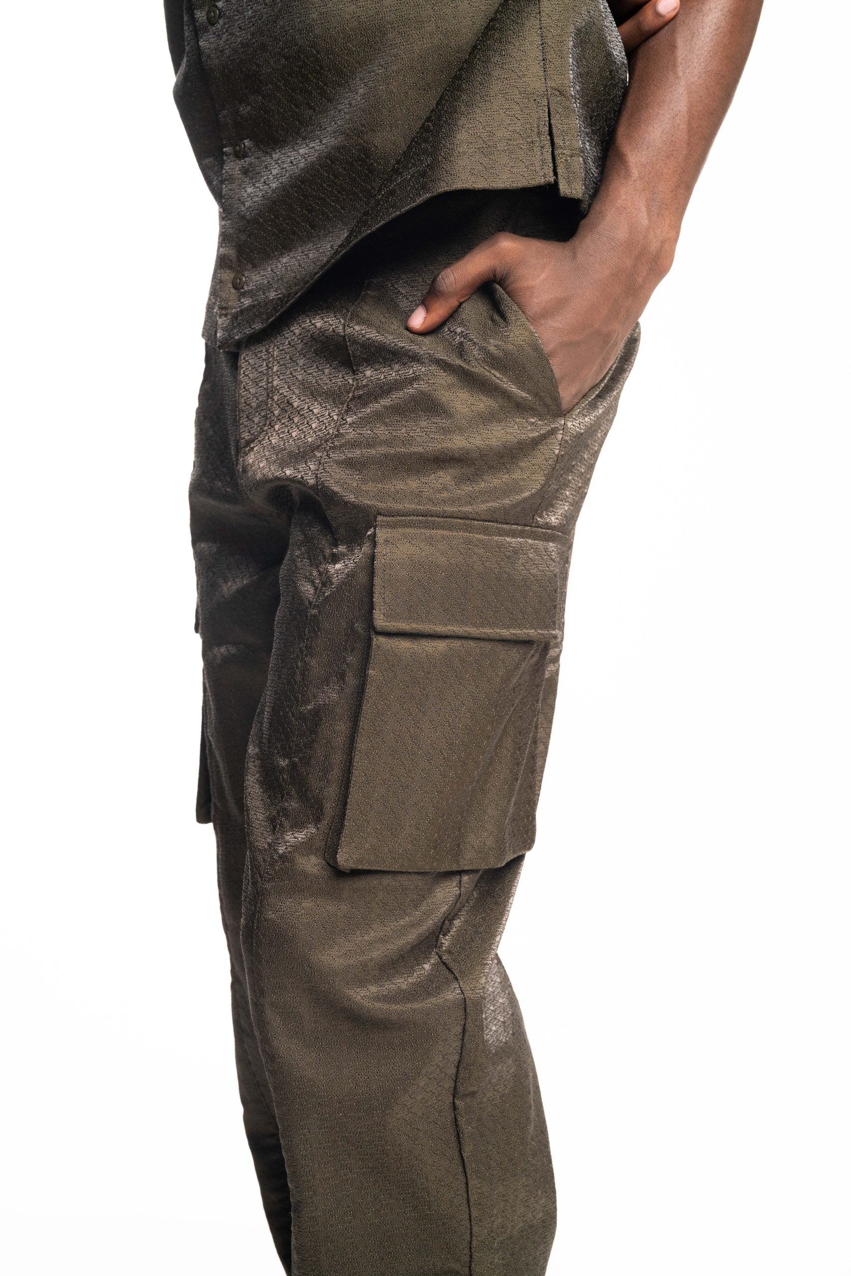 Only The Blind Iridescent Green Embroidered Pants | OTB-BC1655