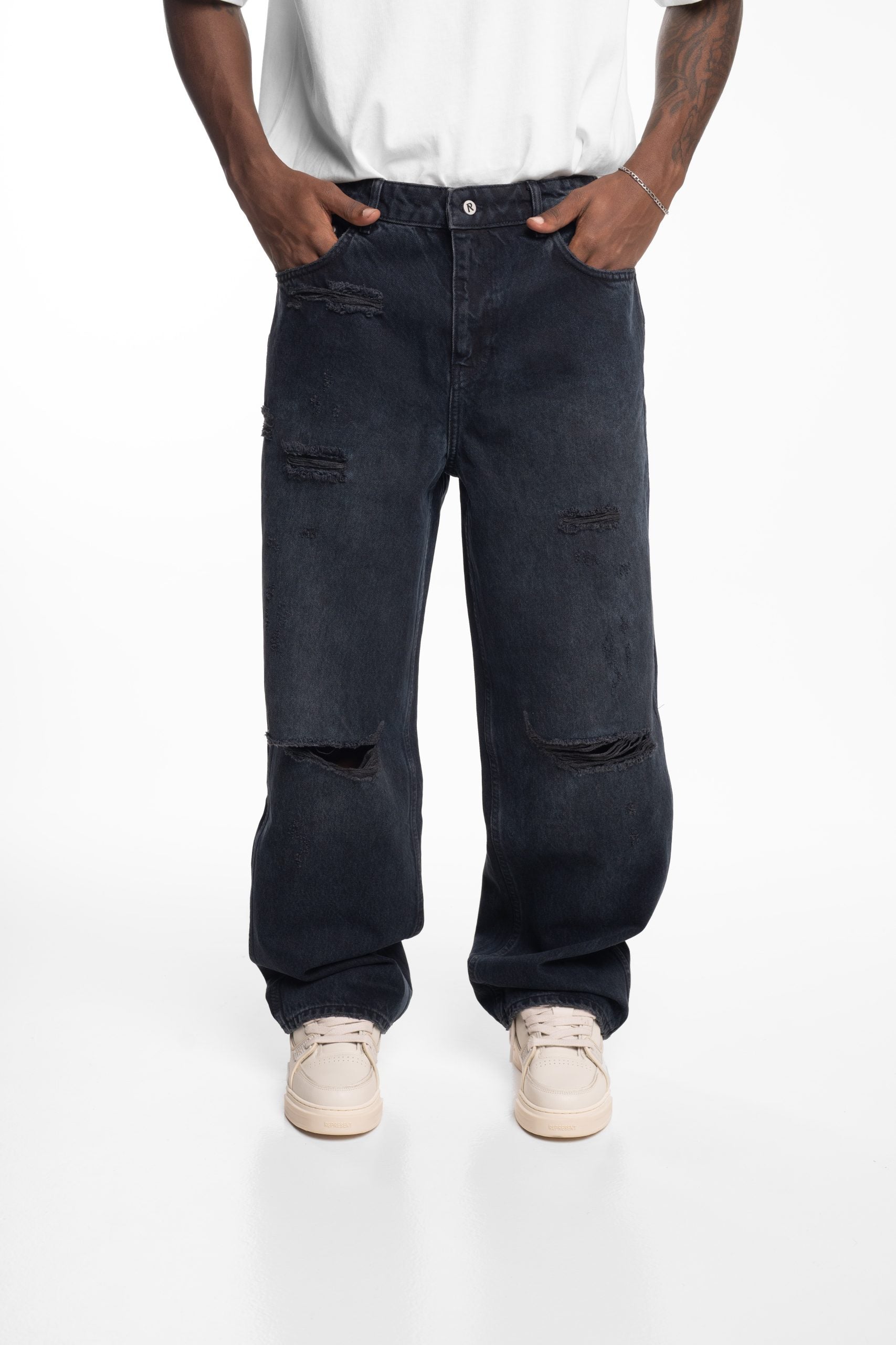 Represent Men's R3 Distressed Baggy Denim | MLM100334-01-Petrol