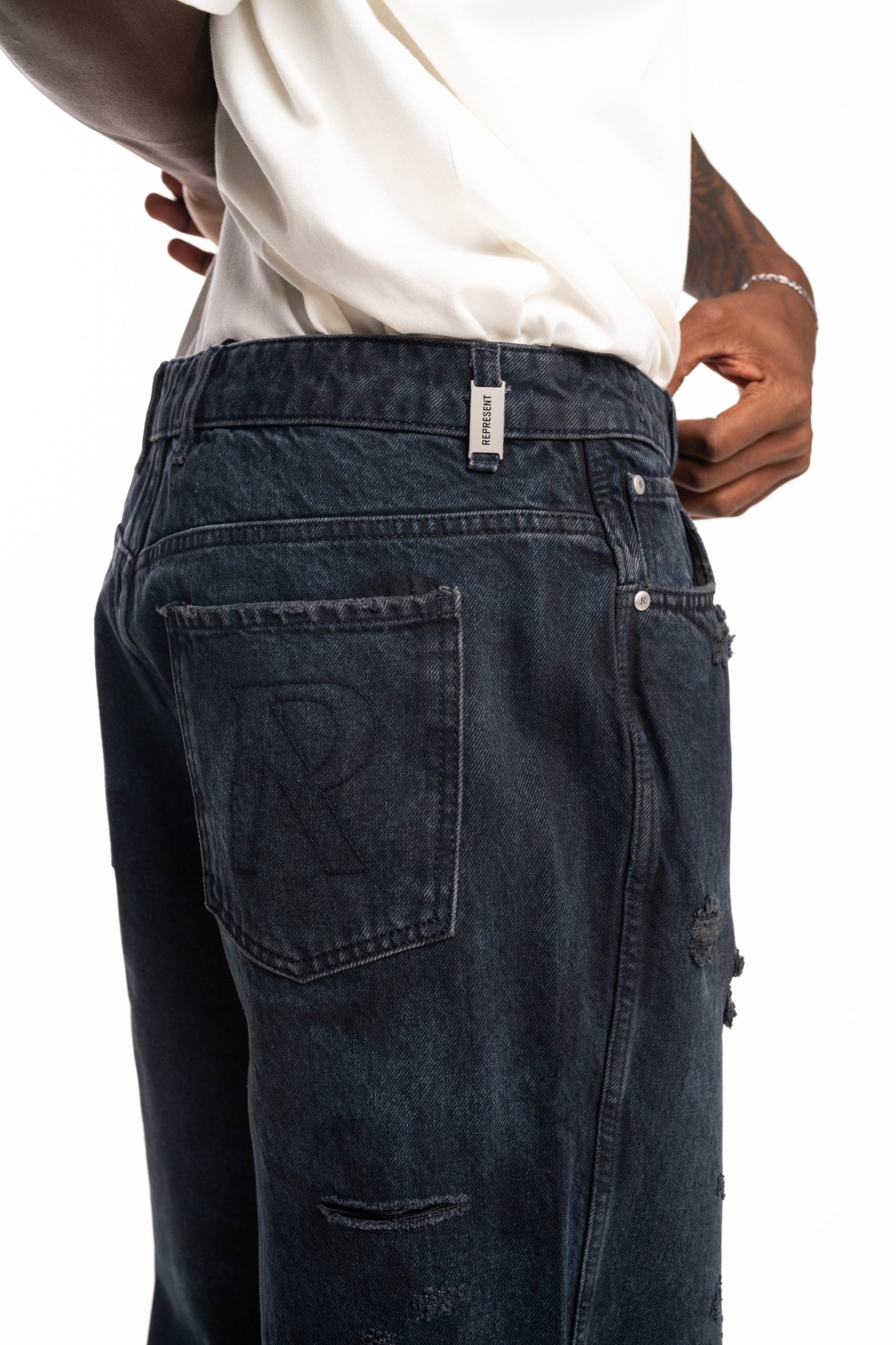 Represent Men's R3 Distressed Baggy Denim | MLM100334-01-Petrol
