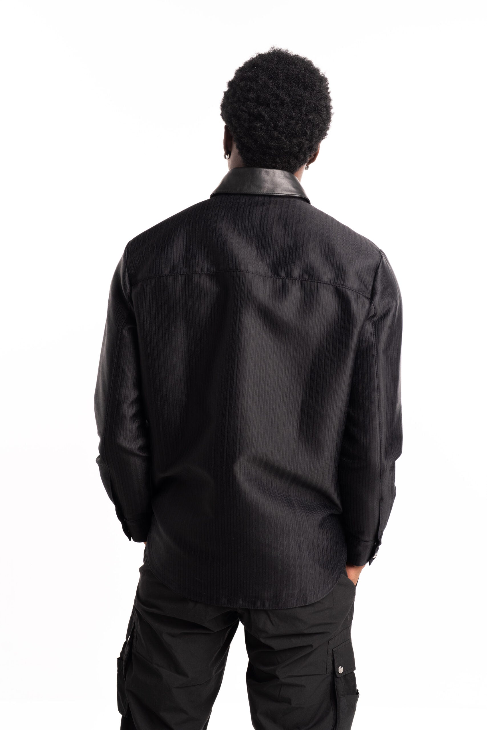 John Richmond Men's Real Leather Sidami Shirt RMP25314CA Black
