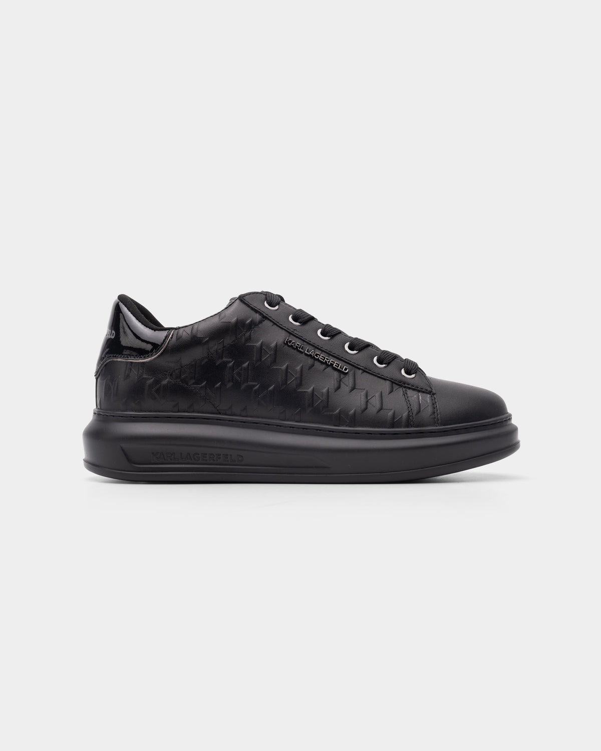 (Core) Karl Lagerfeld Men's Kapri Monogram Emboss Lo Black Lthr/Mono | KL52549K-00X