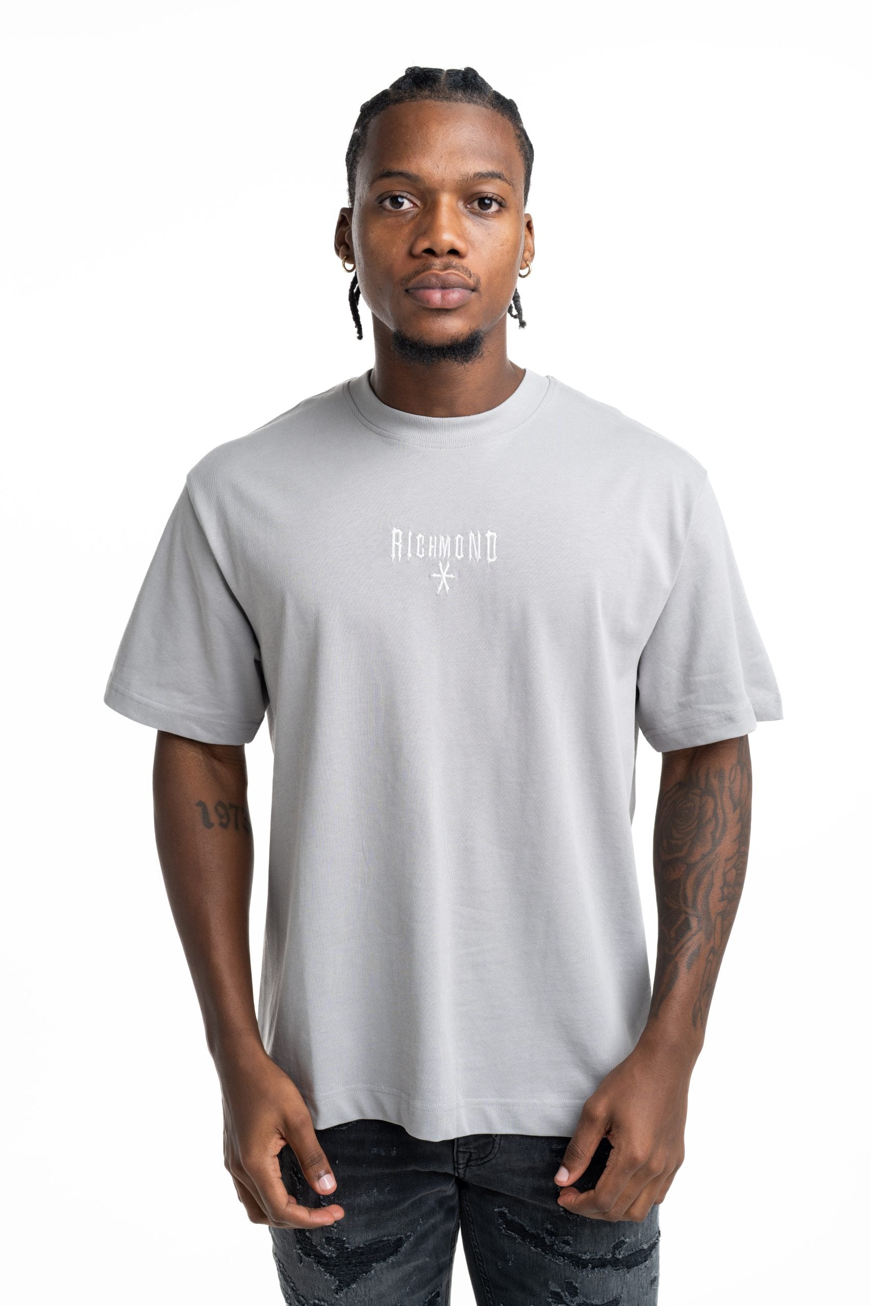 John Richmond Men's Tapoa Over T Shirt | UMP26070TSJSC-Grey Circular