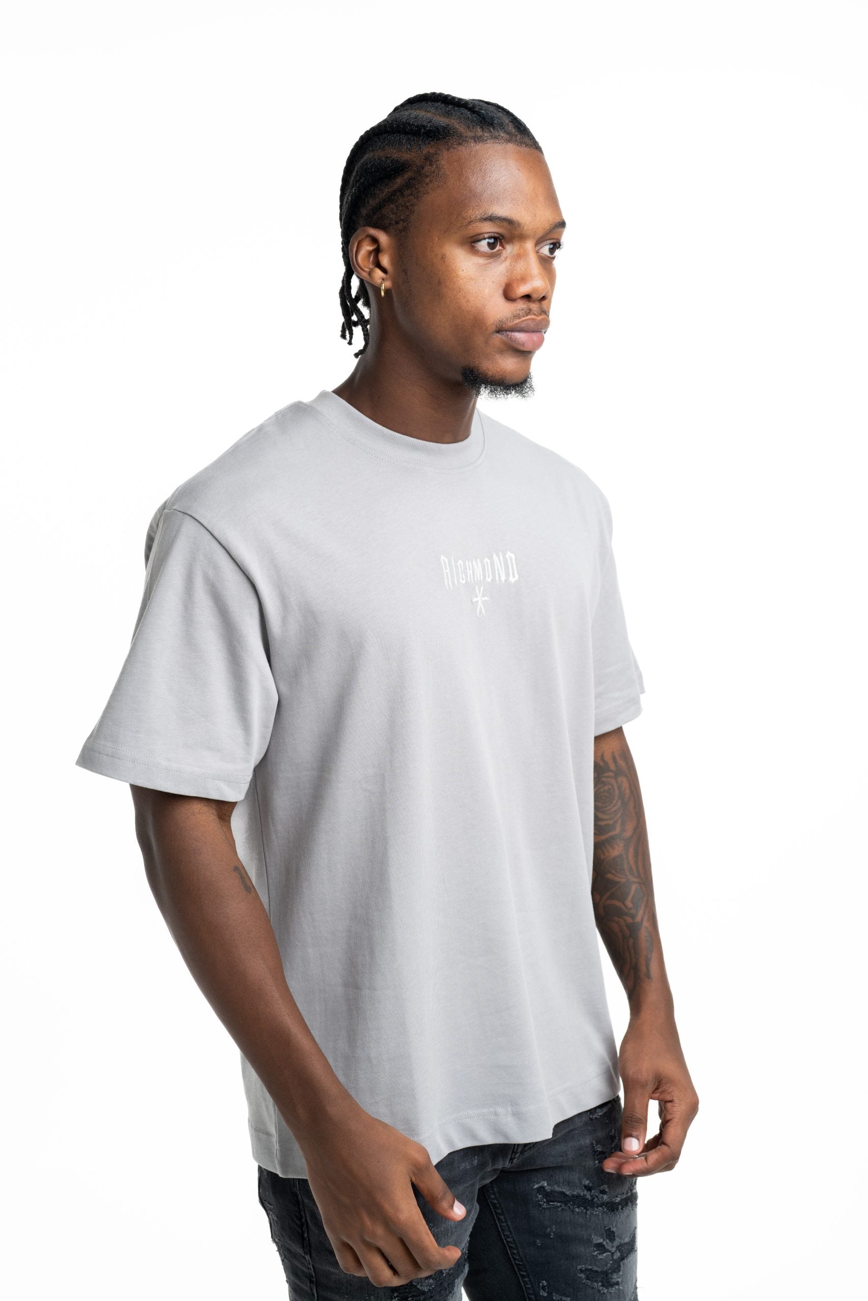 John Richmond Men's Tapoa Over T Shirt | UMP26070TSJSC-Grey Circular