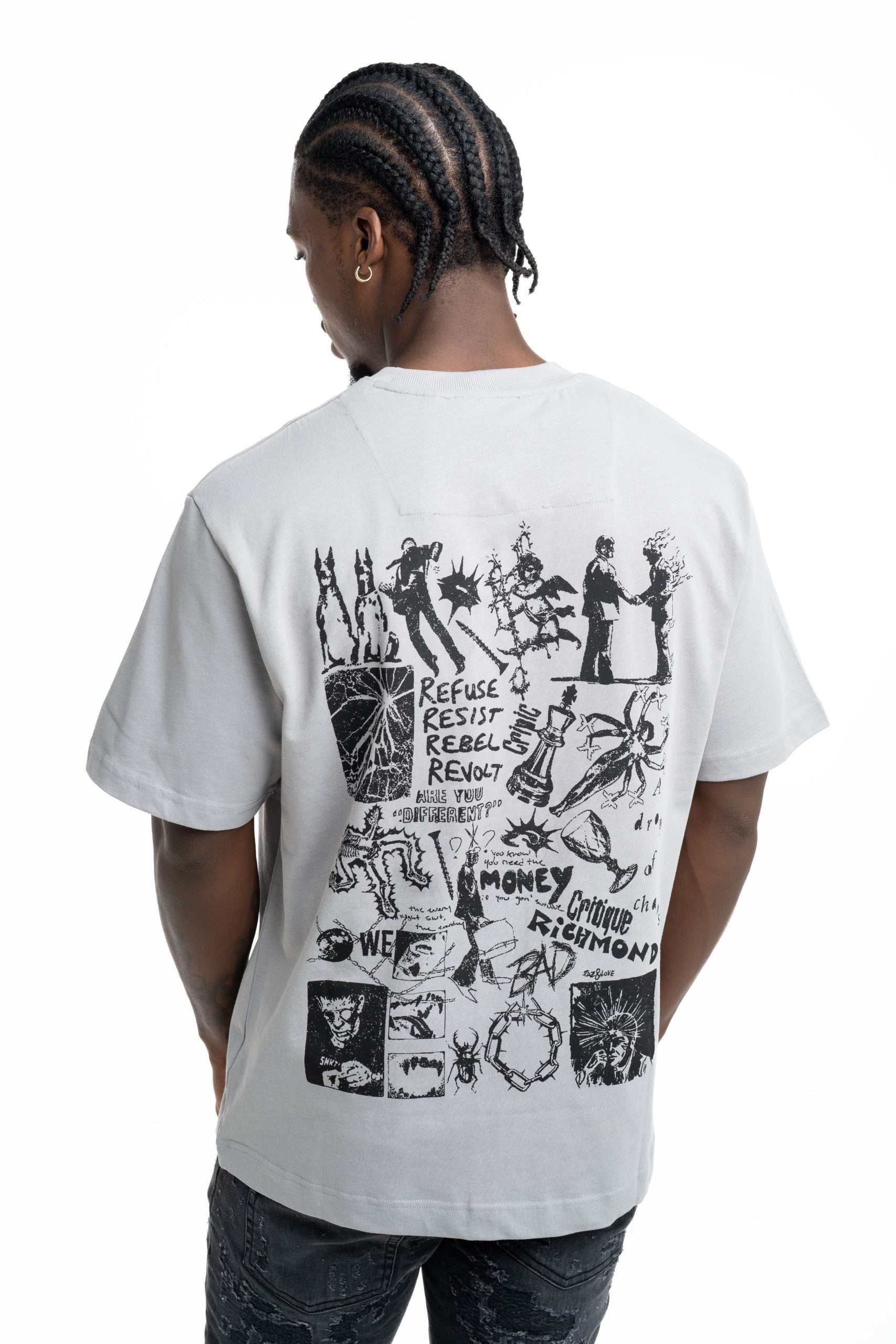 John Richmond Men's Tapoa Over T Shirt | UMP26070TSJSC-Grey Circular