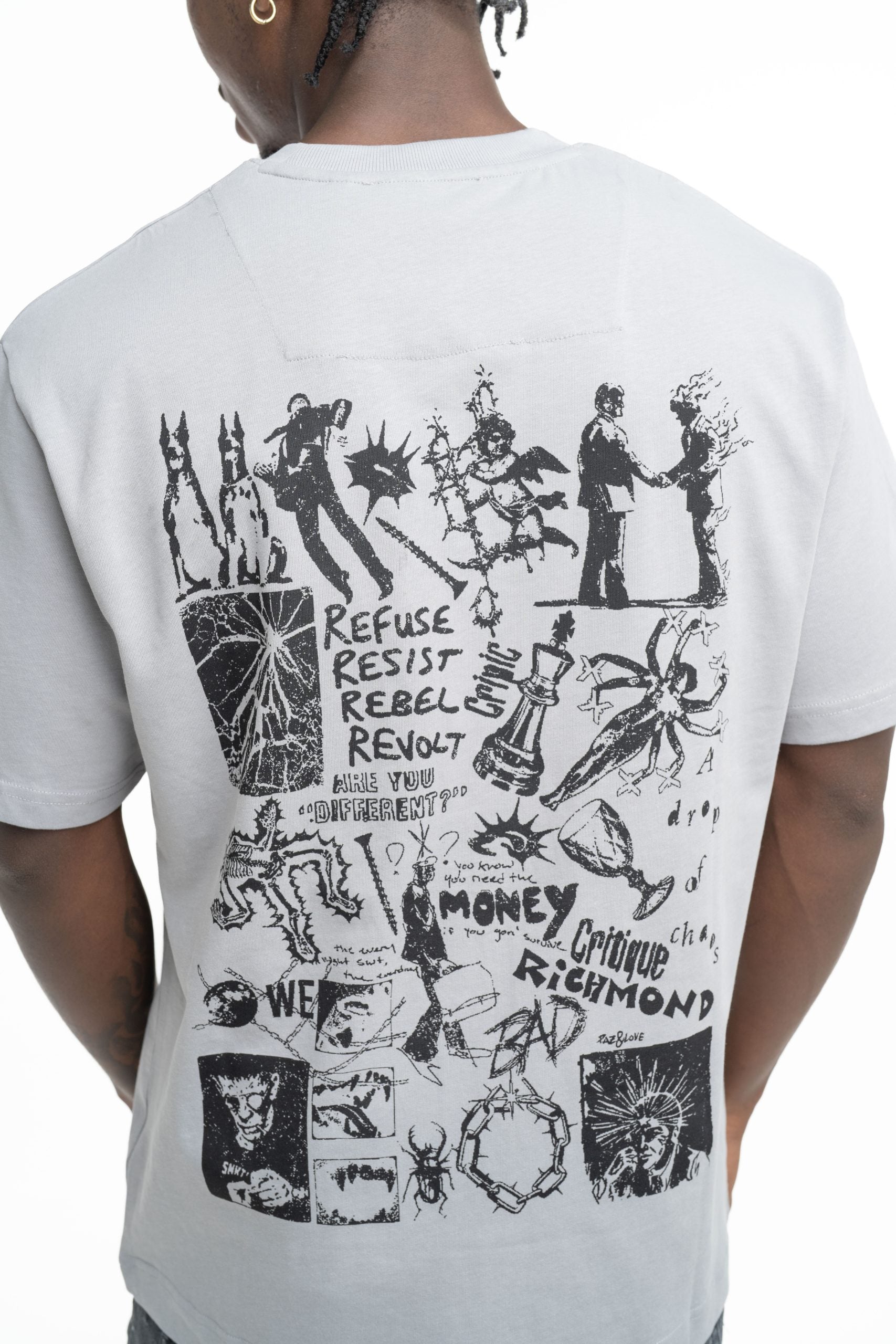 John Richmond Men's Tapoa Over T Shirt | UMP26070TSJSC-Grey Circular
