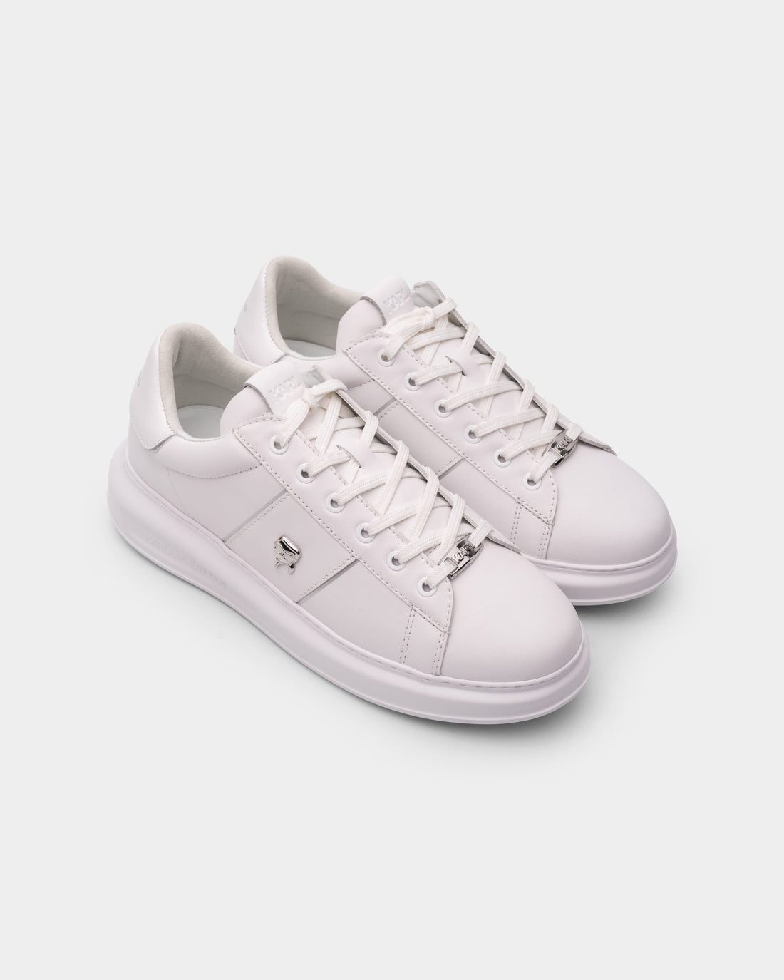 Karl Lagerfeld Men's Kapri Ikonik Pin Lo Lace White Lthr/Mono | KL52534A-01W