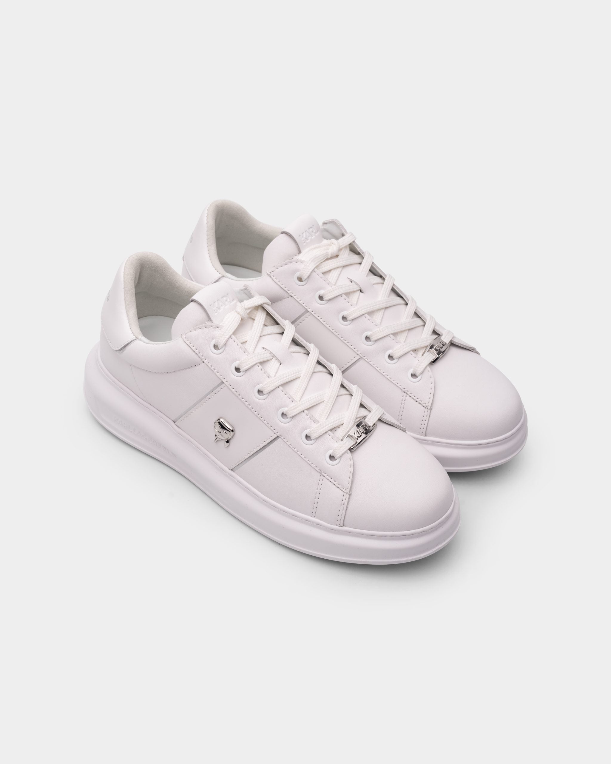Karl Lagerfeld Men's Kapri Ikonik Pin Lo Lace White Lthr/Mono | KL52534A-01W