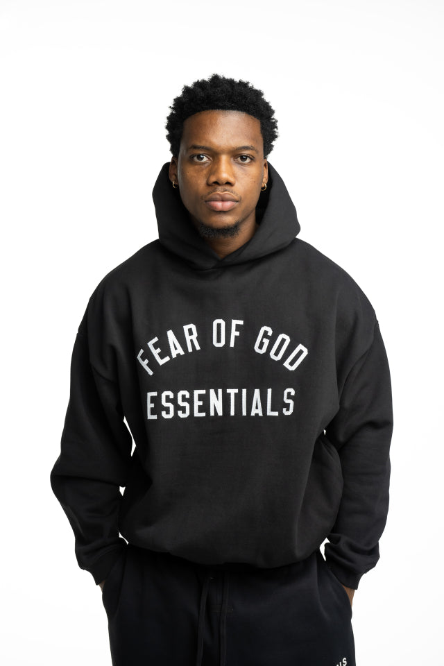 Essential Fear Of God Men's Varsity 90s Hoodie | 192AS266991F-Vintage Black