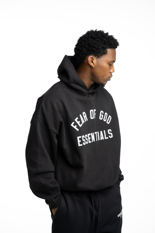 Essential Fear Of God Men's Varsity 90s Hoodie | 192AS266991F-Vintage Black