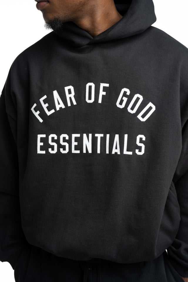 Essential Fear Of God Men's Varsity 90s Hoodie | 192AS266991F-Vintage Black