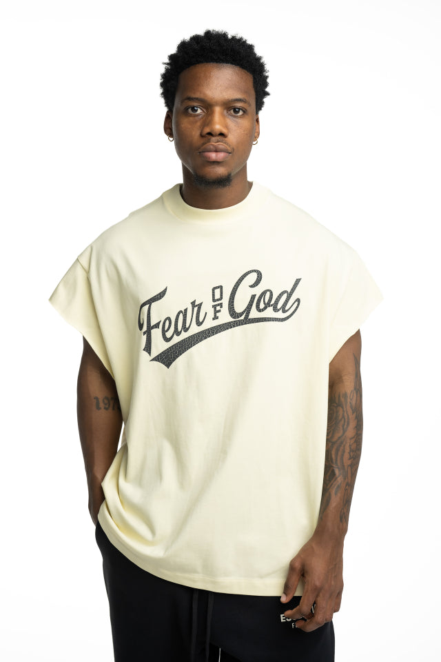 Essentials Fear Of God Men's Cut Off 90s T Shirt | RW002710037-Chalk