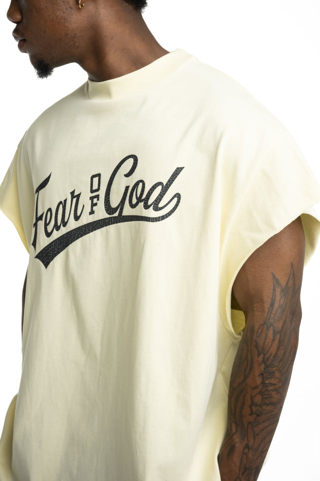 Essentials Fear Of God Men's Cut Off 90s T Shirt | RW002710037-Chalk