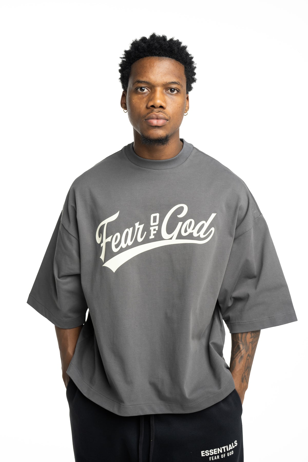 Essentials Fear Of God Men's Merch Tee Boxy Fit | RW002690032-Iron Grey