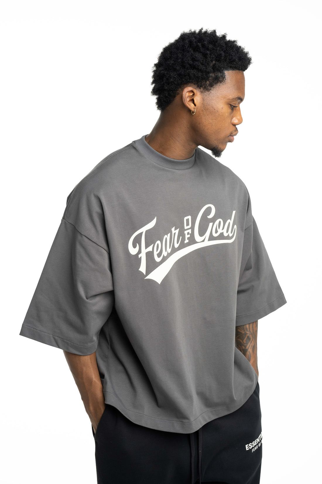 Essentials Fear Of God Men's Merch Tee Boxy Fit | RW002690032-Iron Grey