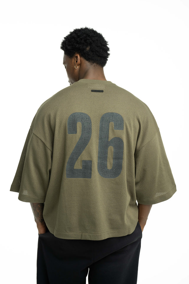 Essentials Fear Of God Men's Mesh Merch T Shirt Boxy Fit | RW002790121-Moss