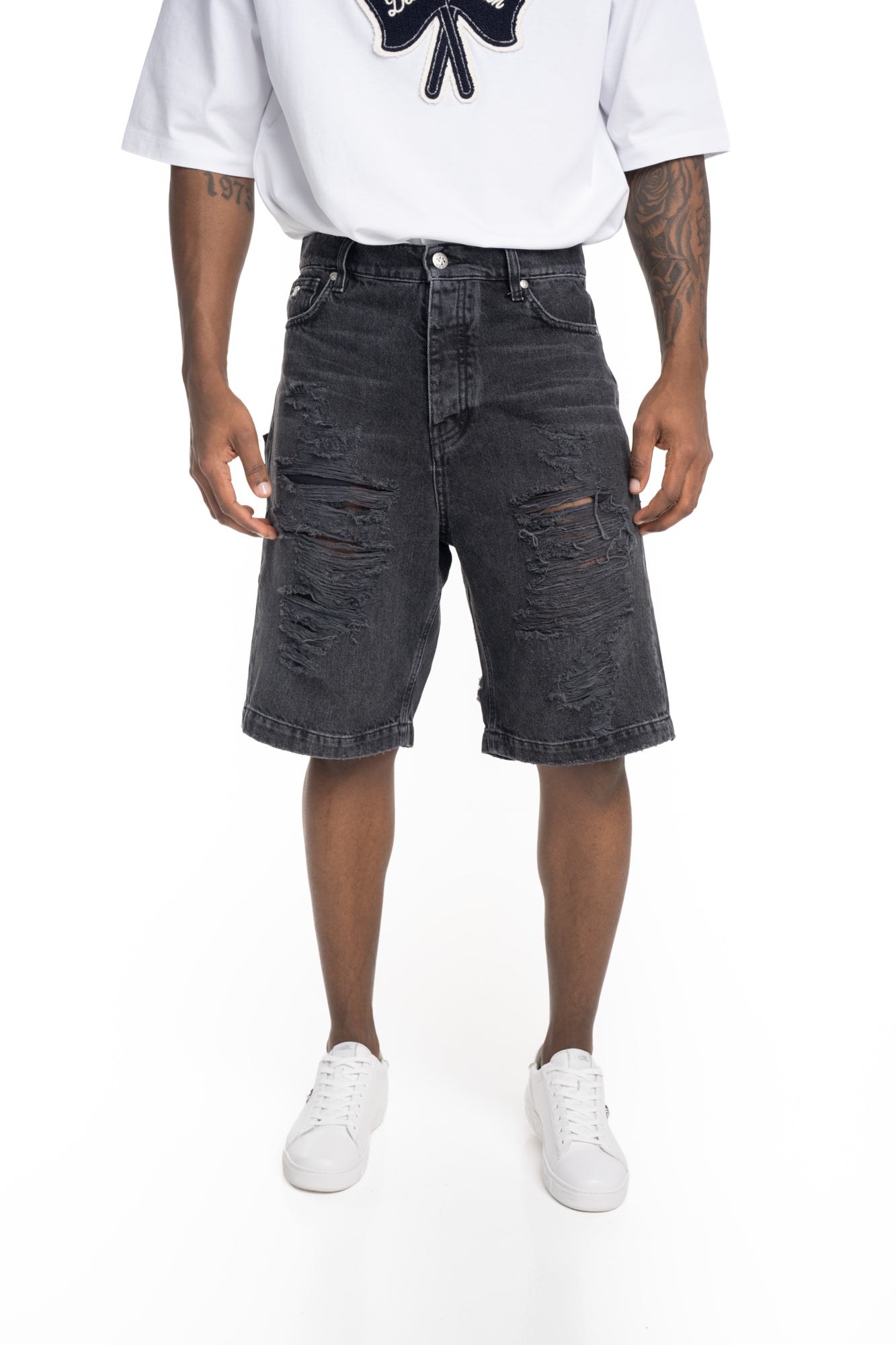 John Richmond Mens Bermuda Denim Omil | RMP26022BEI5-Black